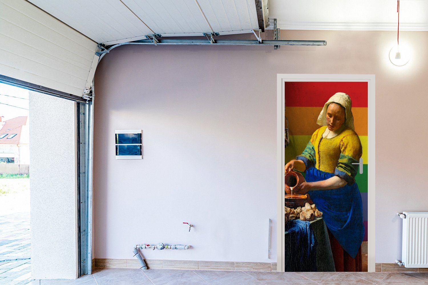 Tür, für St), Matt, Vermeer, Stolz (1 Fototapete cm bedruckt, - Türaufkleber, 75x205 Türtapete - Milchmädchen MuchoWow