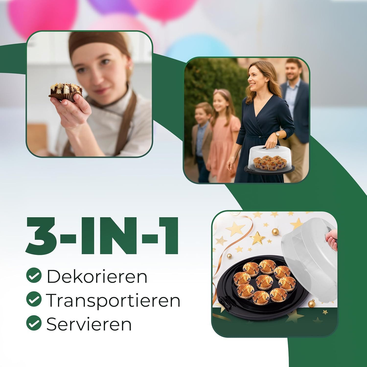 Novaliv Aufbewahrungsbox 31153-1x, Novaliv Kuchen-Transportbox mit Kühlfach und Muffin-Behälter (Rund 38 – Bild 4 von 5