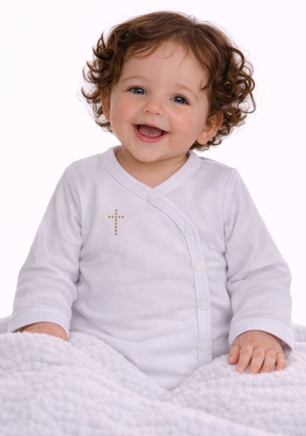 La Bortini Wickelbody Baby Body Langarmbody mit Kratzschutz in Weiß für Taufe (für Neugeborene Mädchen und Jungen) aus reiner Baumwolle, 44 50 56 62 68 74 80 86 92 98 104