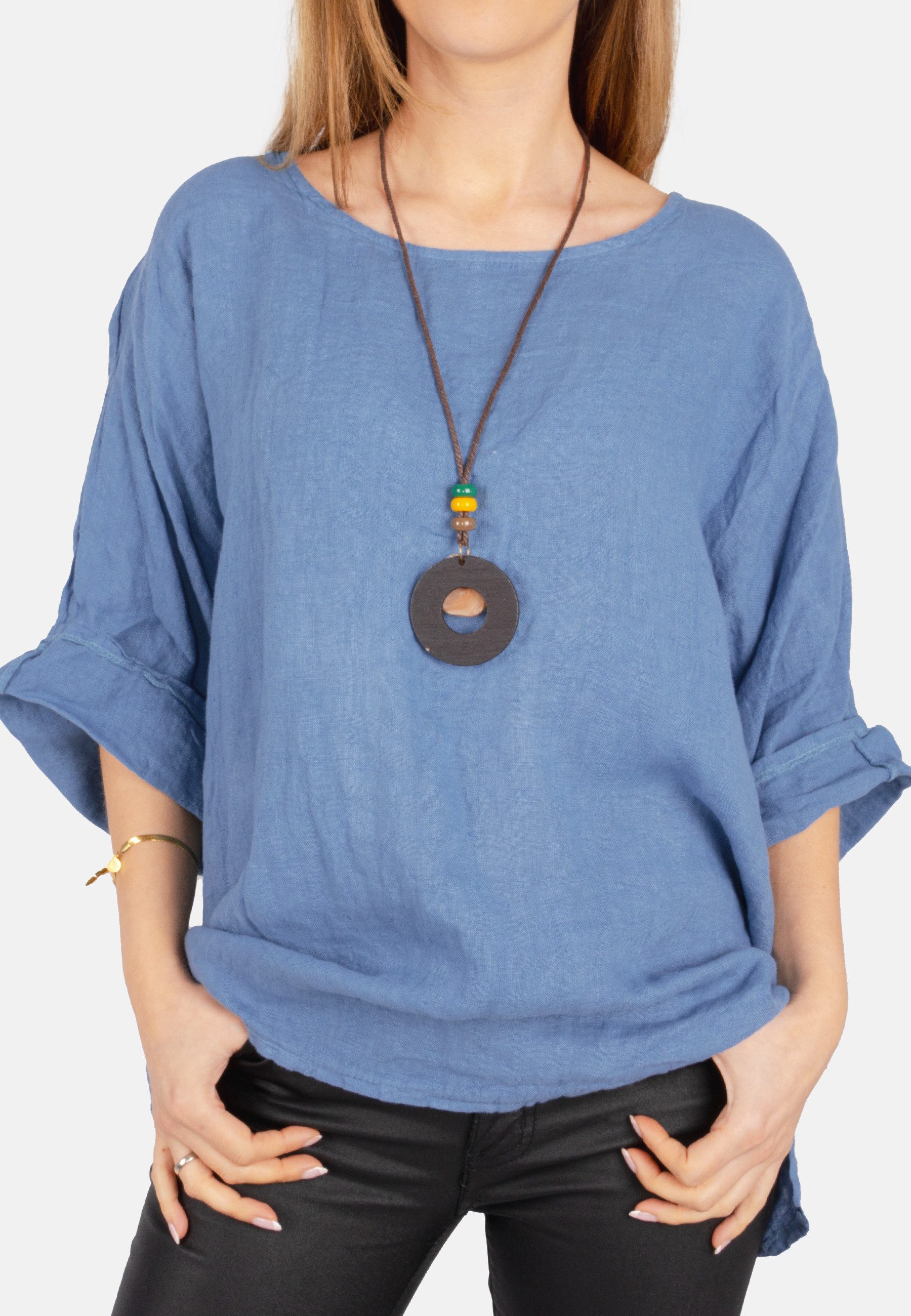 Seasons of April Kurzarmbluse LINA OVERSIZED (1-tlg) Weit geschnittene Leinenbluse – Bild 4 von 4