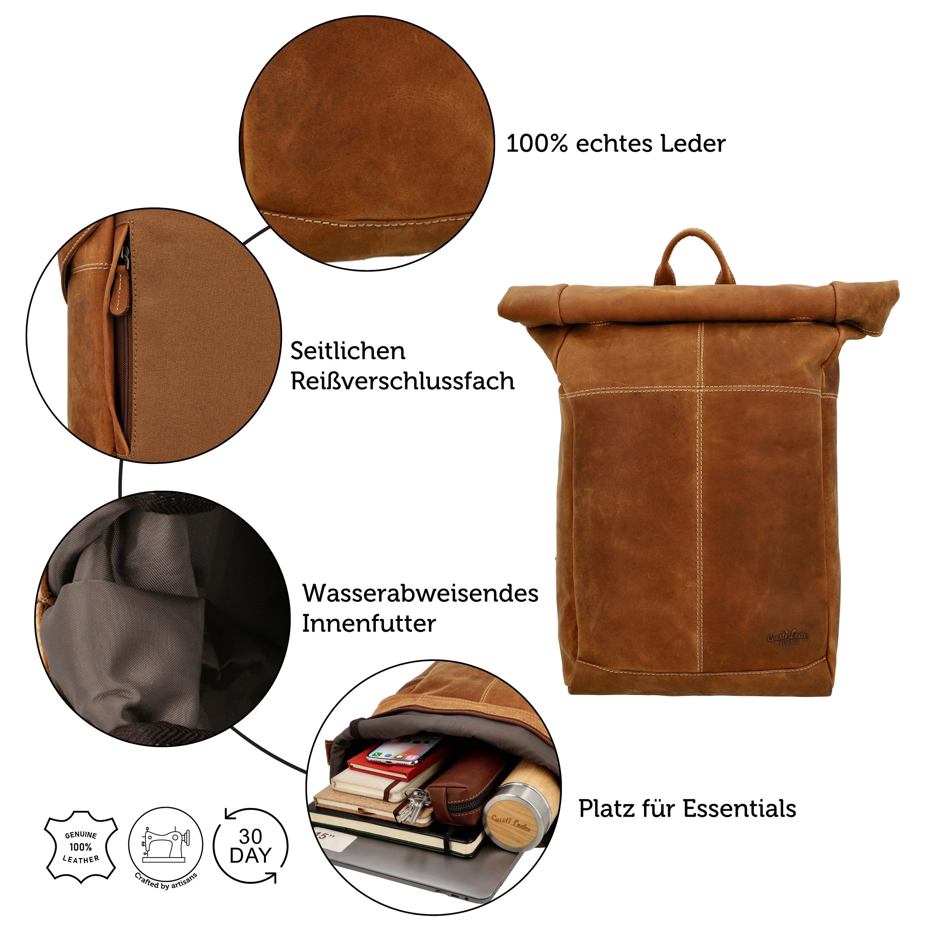 Gusti Leder Cityrucksack Gusti Leder Rolltop Joy (1-tlg)