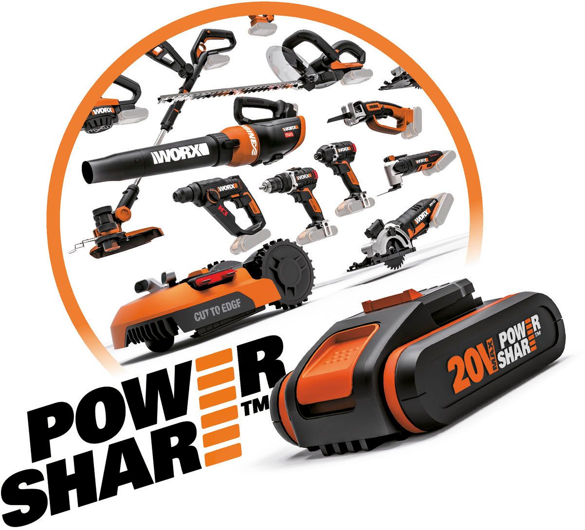 Worx Akku-Heckenschere WG261E.9, 44 cm Schwertlänge, 16 mm Zahnabstand, ohne Akku und Ladegerät