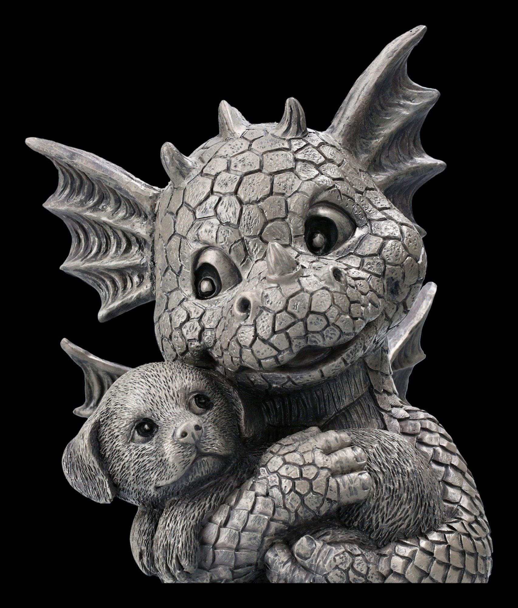 Figuren Shop GmbH Gartenfigur mit Gartenfigur Drache Hundewelpe Tier - Fantasy Dekoration 