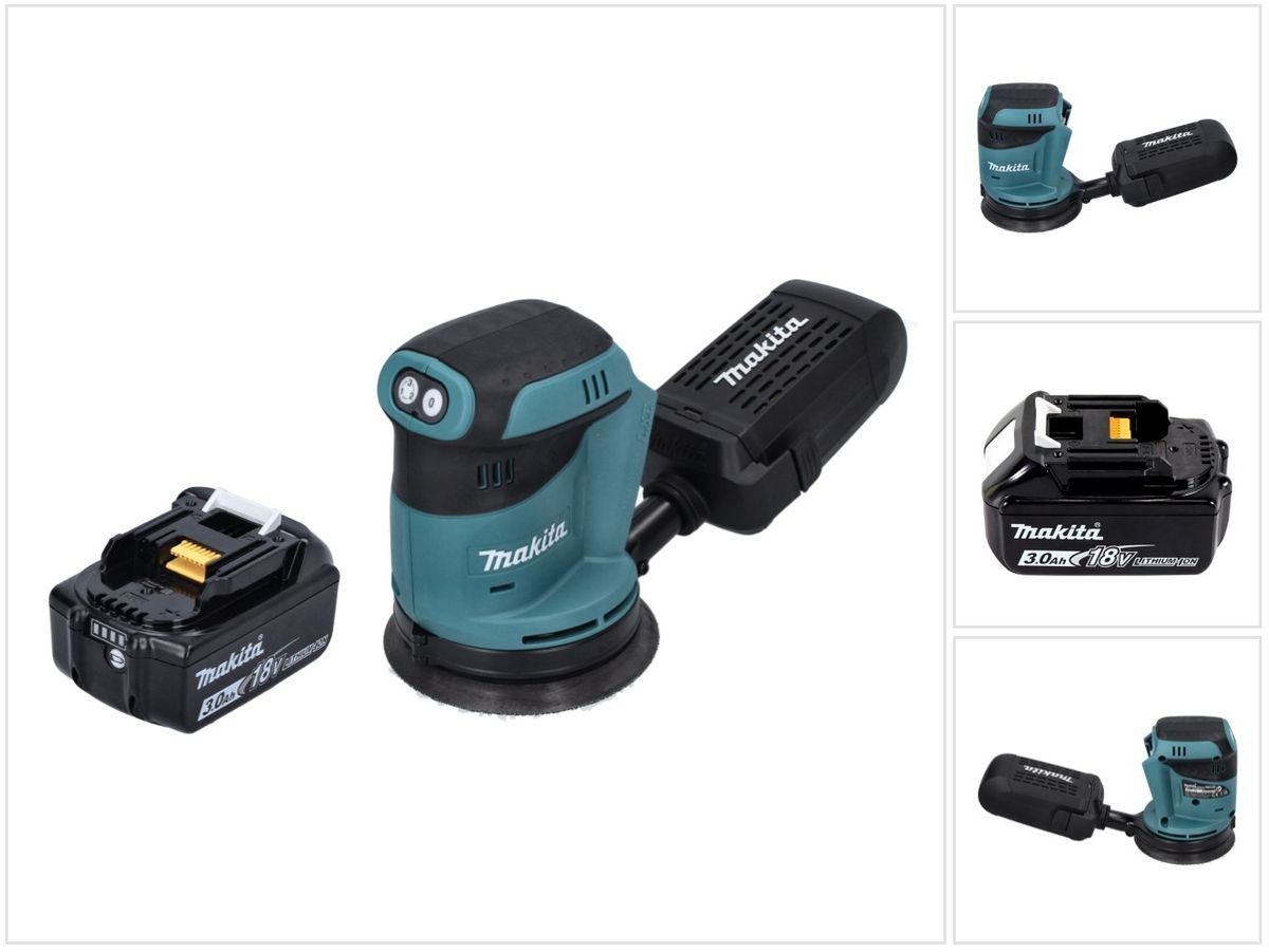 Makita Exzenterschleifer DBO 180 F1 Akku Exzenterschleifer 18 V 125 mm + 1x Akku 3,0 Ah - ohne