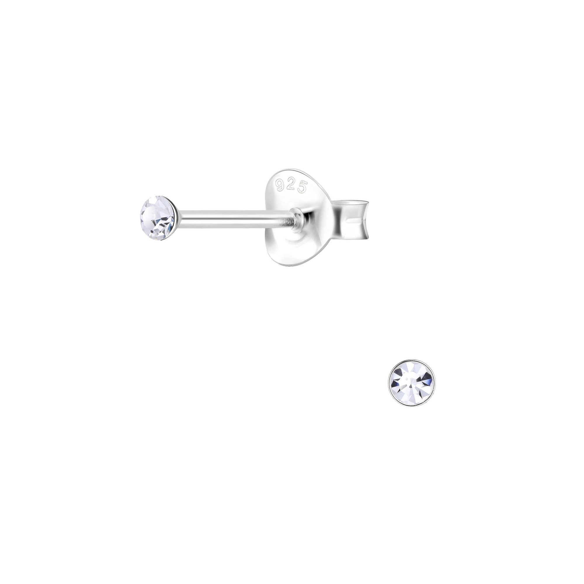 Monkimau Ohrring-Set 2mm Kristall Ohrringe 925 Silber, Hypoallergen