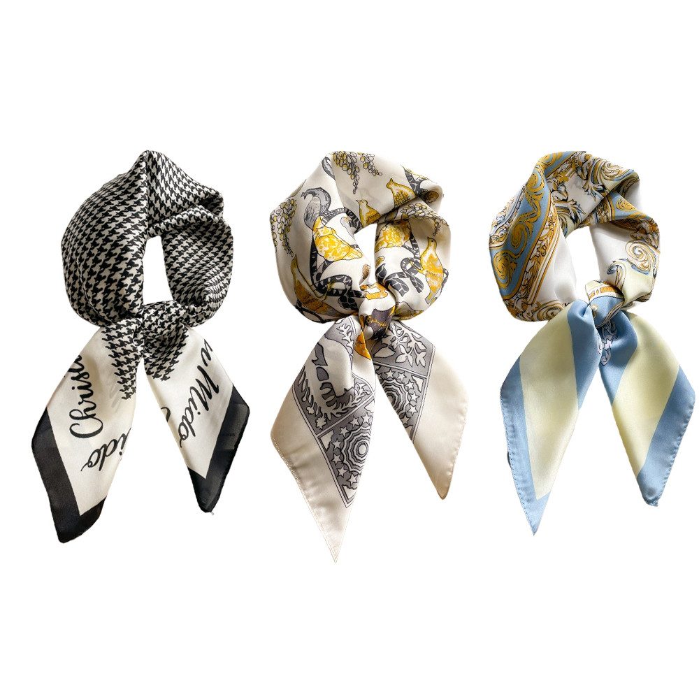 Zaewry Seidentuch Damen Seide Gefühl Schal Halstuch Schal Frauen Seidenschal, (3-St), Seidentuch Scarf Bandana Taschentuch Ansatz Handgelenk