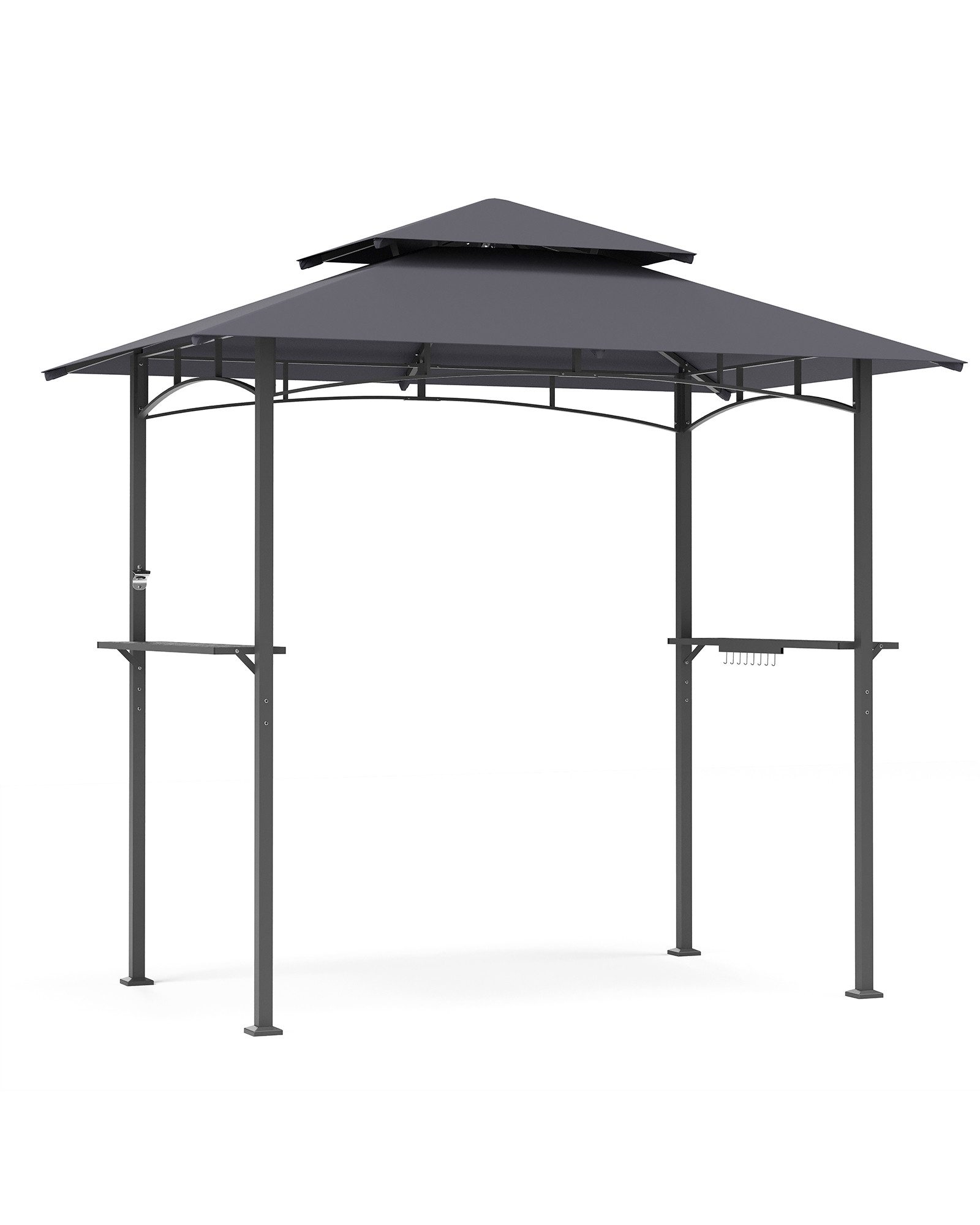 SUNTEK Sonnensegel 8x5ft Doppeldach 2 Ablagen Metallrahmen, (1-tlg), Grillen Picknick Dunkelgrau