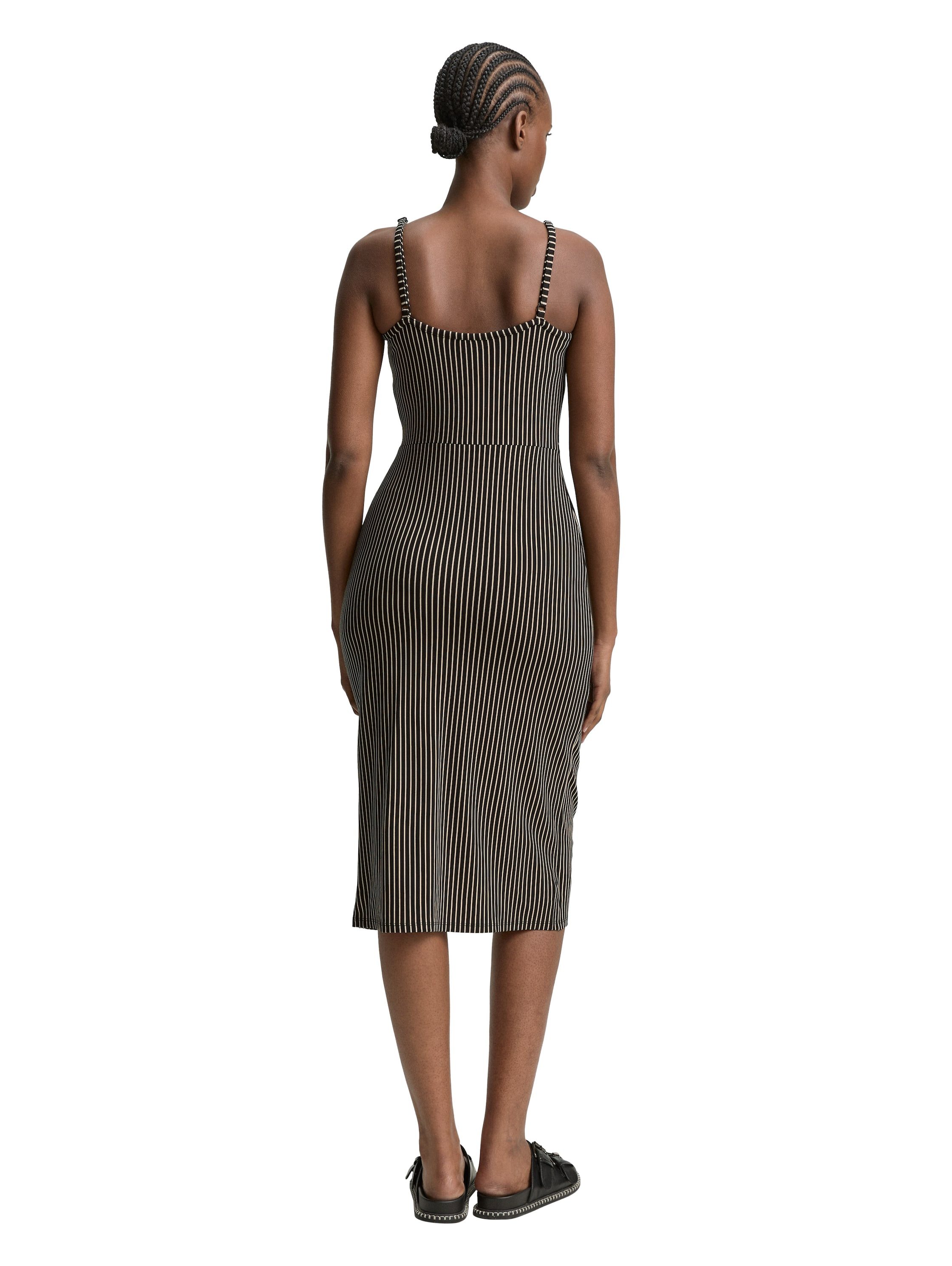 TOM TAILOR Denim Midikleid mit grafischem Muster und Spaghetti-Trägern günstig online kaufen