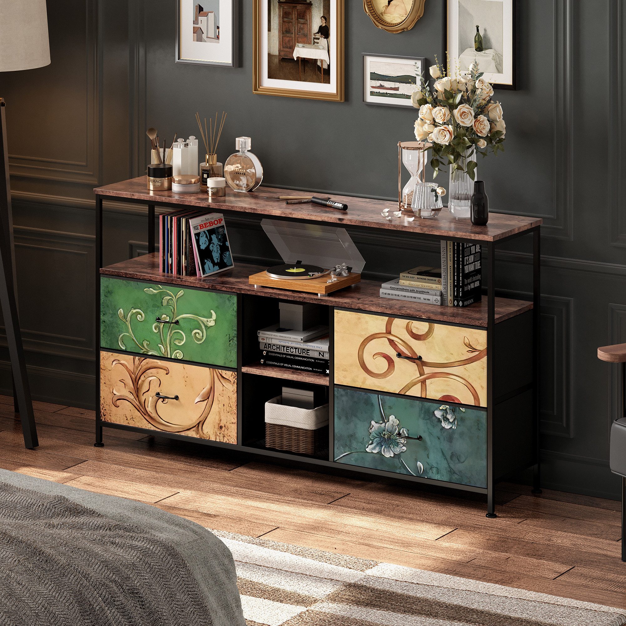 FUROKOY TV-Schrank Lowboard TV-Bank (Fernsehschrank Sideboard-Schrank mit 3 günstig online kaufen