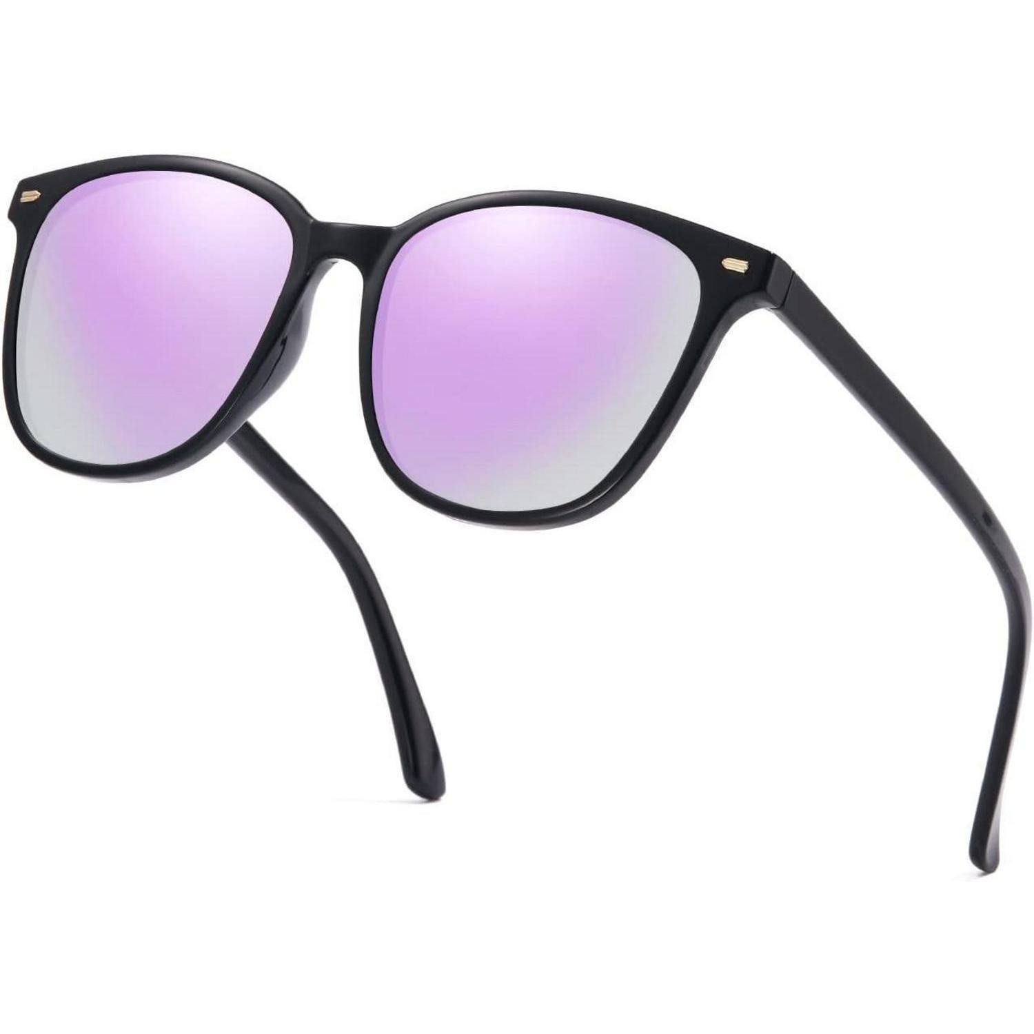 LuxusKollektion Wayfarer Sonnenbrille Polarisierte Damen UV400 Verspiegelt A2 Schwarz Violett
