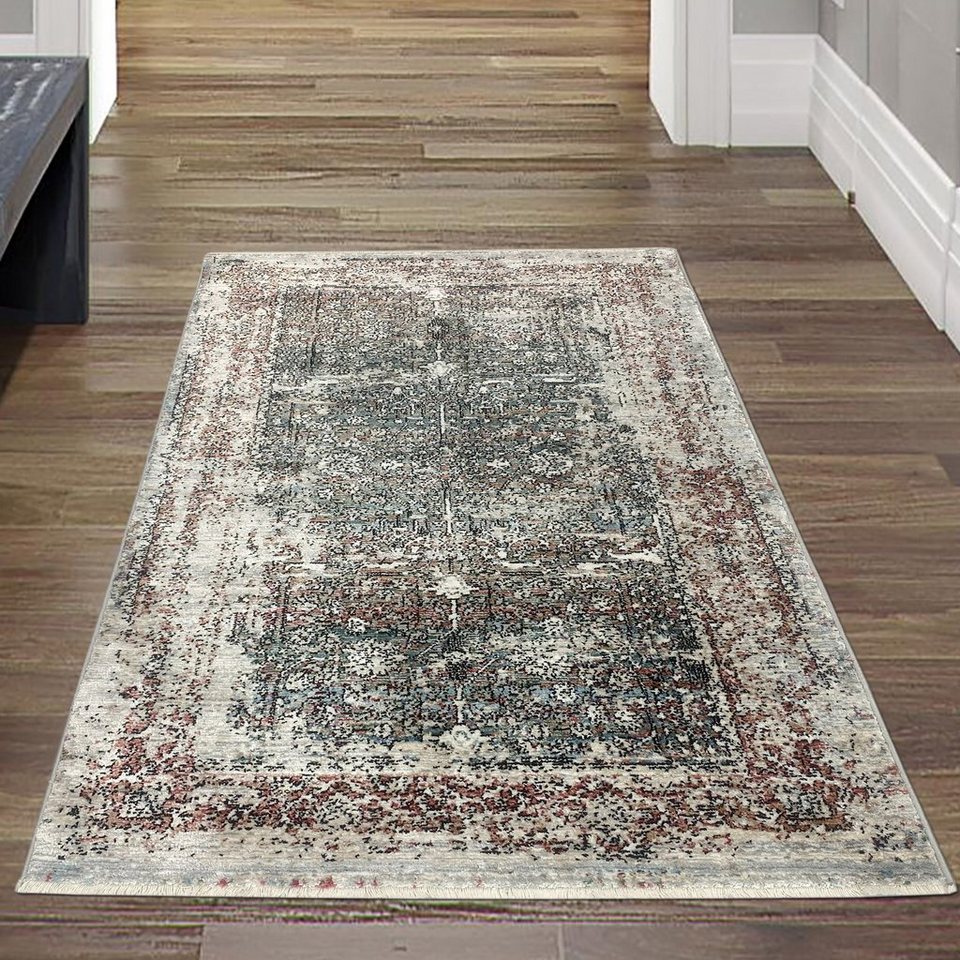 Teppich Orientalischer Seidenoptik Teppich, glänzend & weich, rot beige,  Teppich-Traum, rechteckig, Höhe: 7 mm
