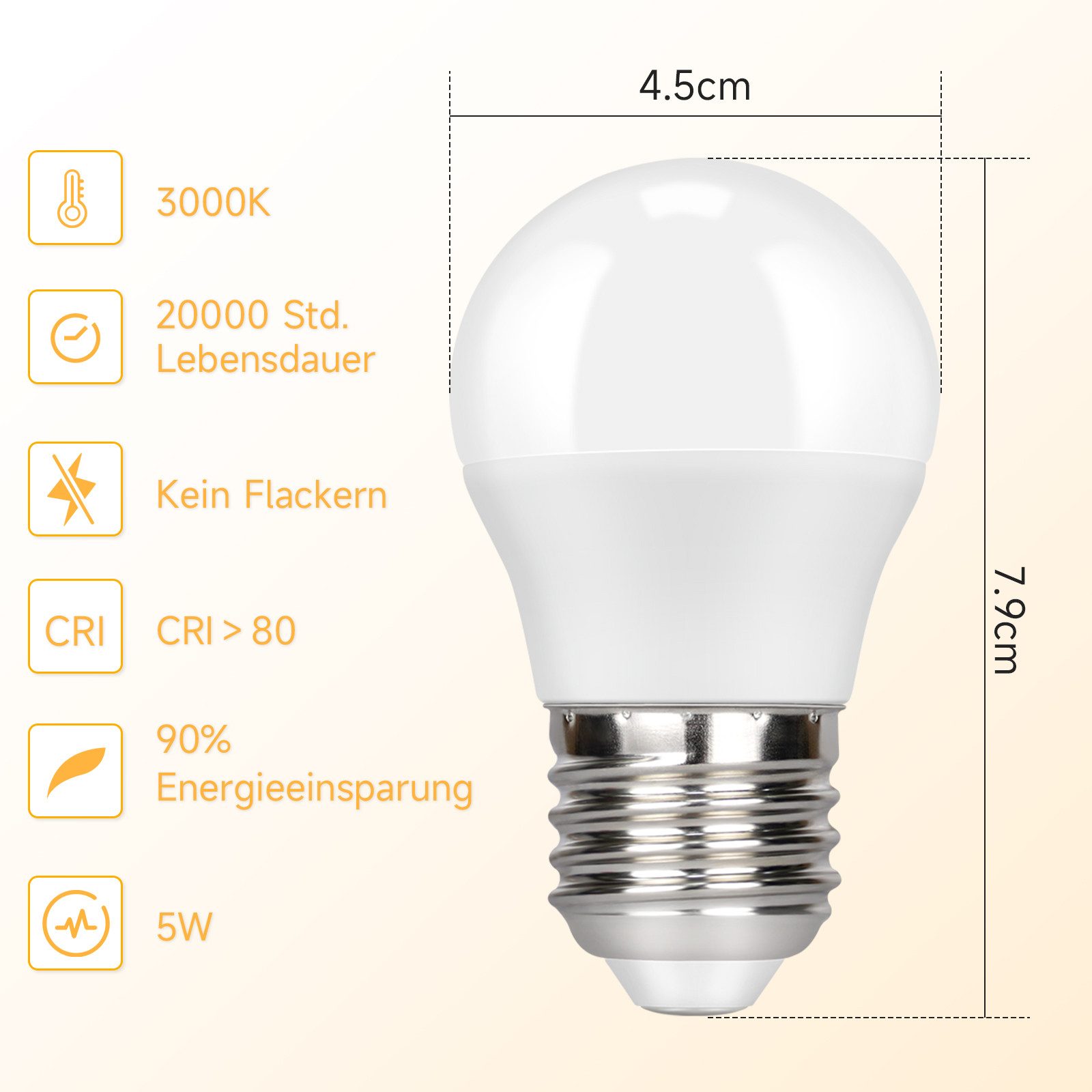 ZMH LED-Leuchtmittel 3000K Warmweiß Energiesparlampe Kein Flimmern für Wohn günstig online kaufen
