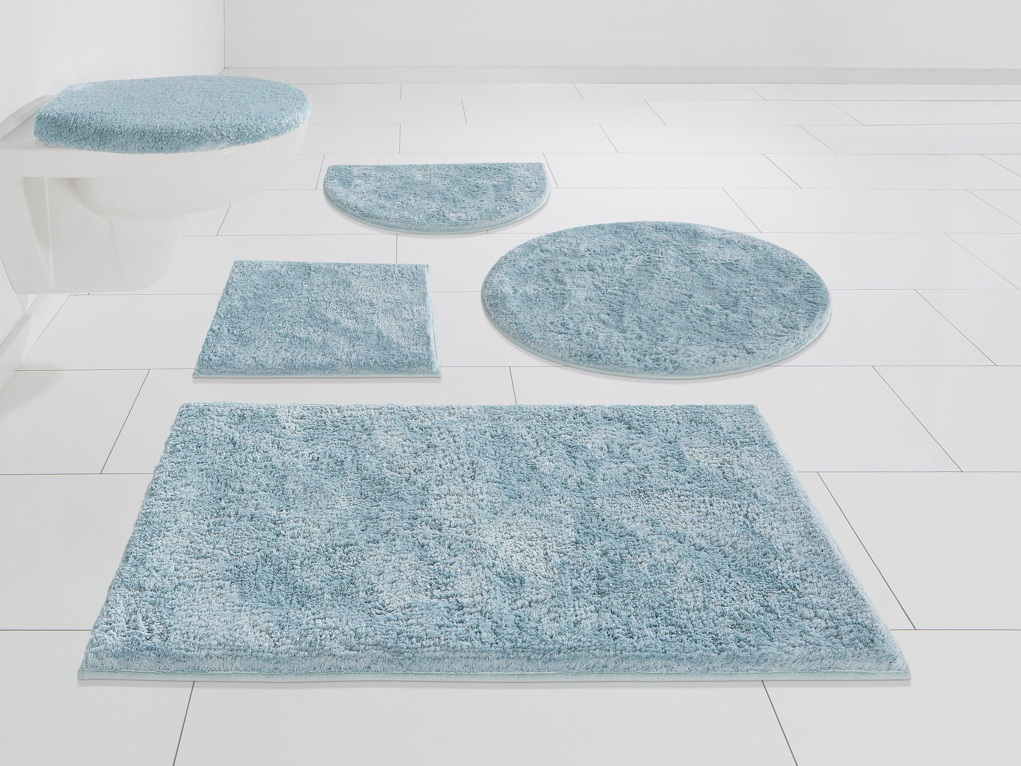 OTTO home Badematte Jos, Badvorleger, Badezimmer Teppich, Höhe 22 mm, rutschhemmend beschichtet, schnell trocknend, fußbodenheizungsgeeignet, Polyester, rund, Badematten in Pastell-Farben, Badteppich als 3 teiliges Set erhältlich