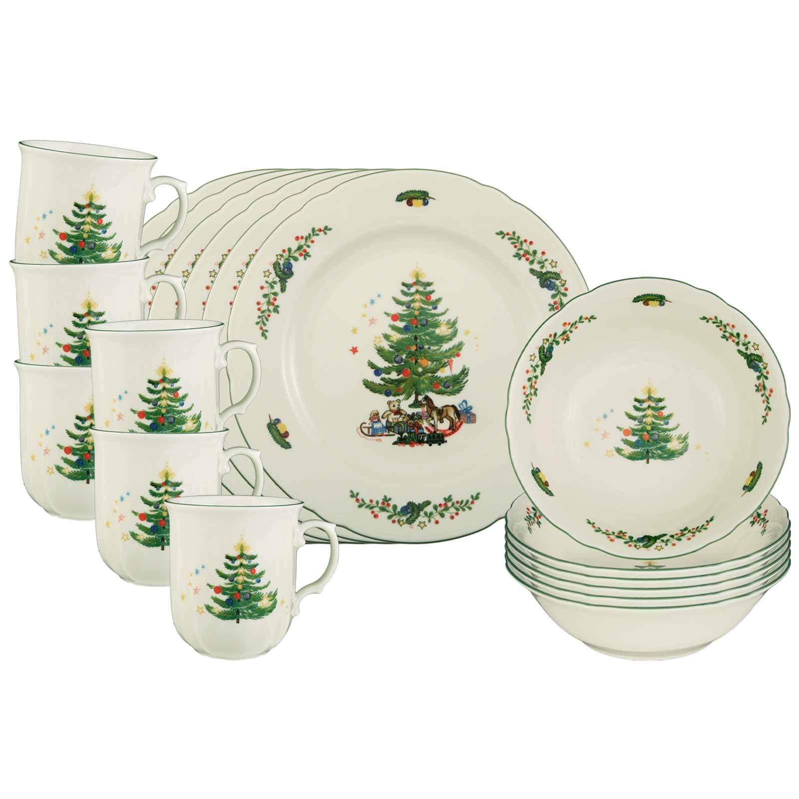 Seltmann Weiden Kombiservice Marieluise Weihnachten Frühstücks-Set 18er Set (18-tlg), 6 Personen, Porzellan