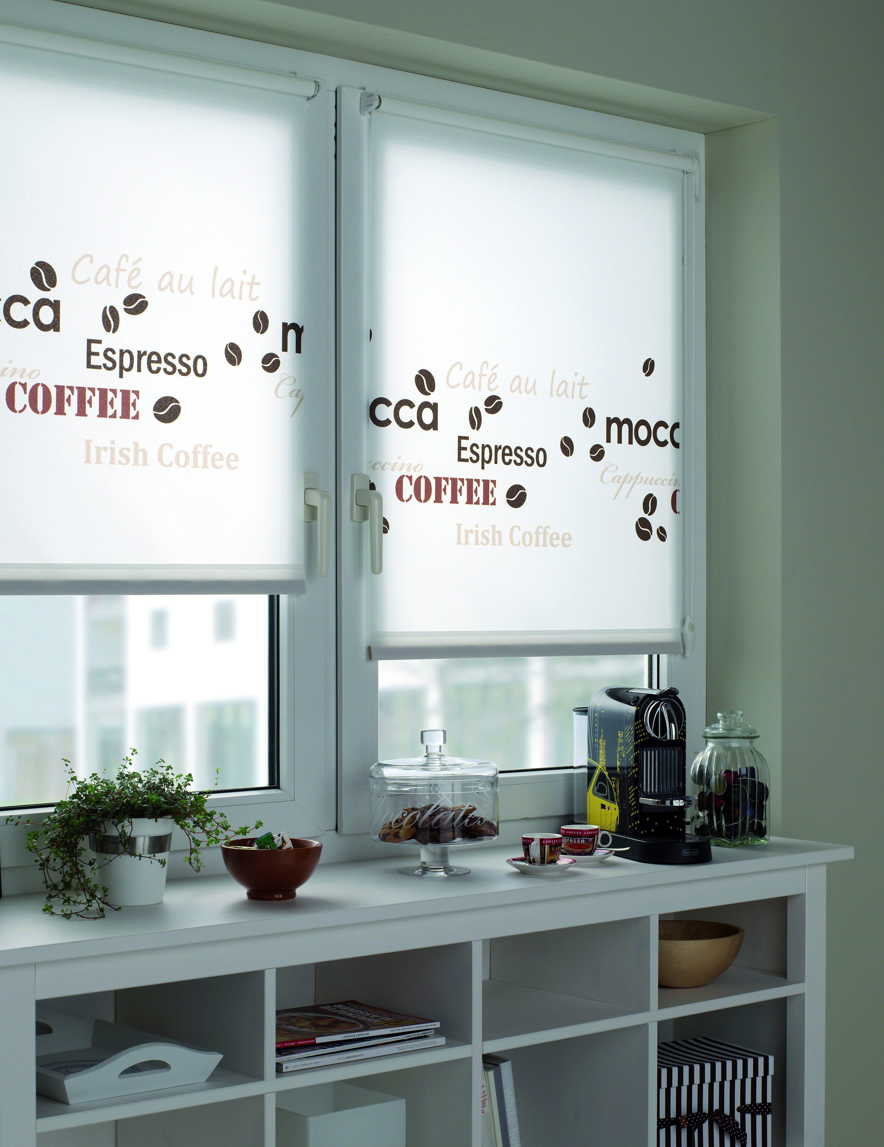 Seitenzugrollo EASYFIX Rollo Dekor Coffee, Motiv mit Lichtschutz, Klemmfix, Bohren, GARDINIA, Coffee ohne