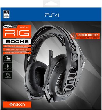nacon Nacon RIG 800HS V2 Gaming-Headset, schwarz, 3,5 mm Klinke Gaming-Headset (Audio-Chat-Funktionen, kabelloses, Stereo, Over Ear, PC, PS4)