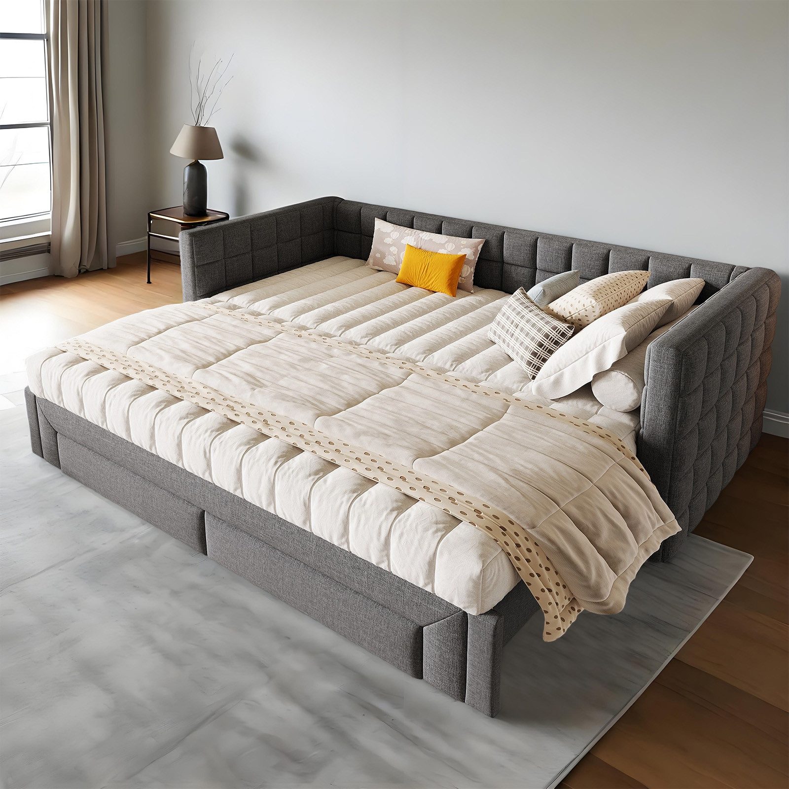 MODFU Daybett Funktionsbett 90x200 cm, 2 Schubladen (Ausziehbares Sofabett günstig online kaufen