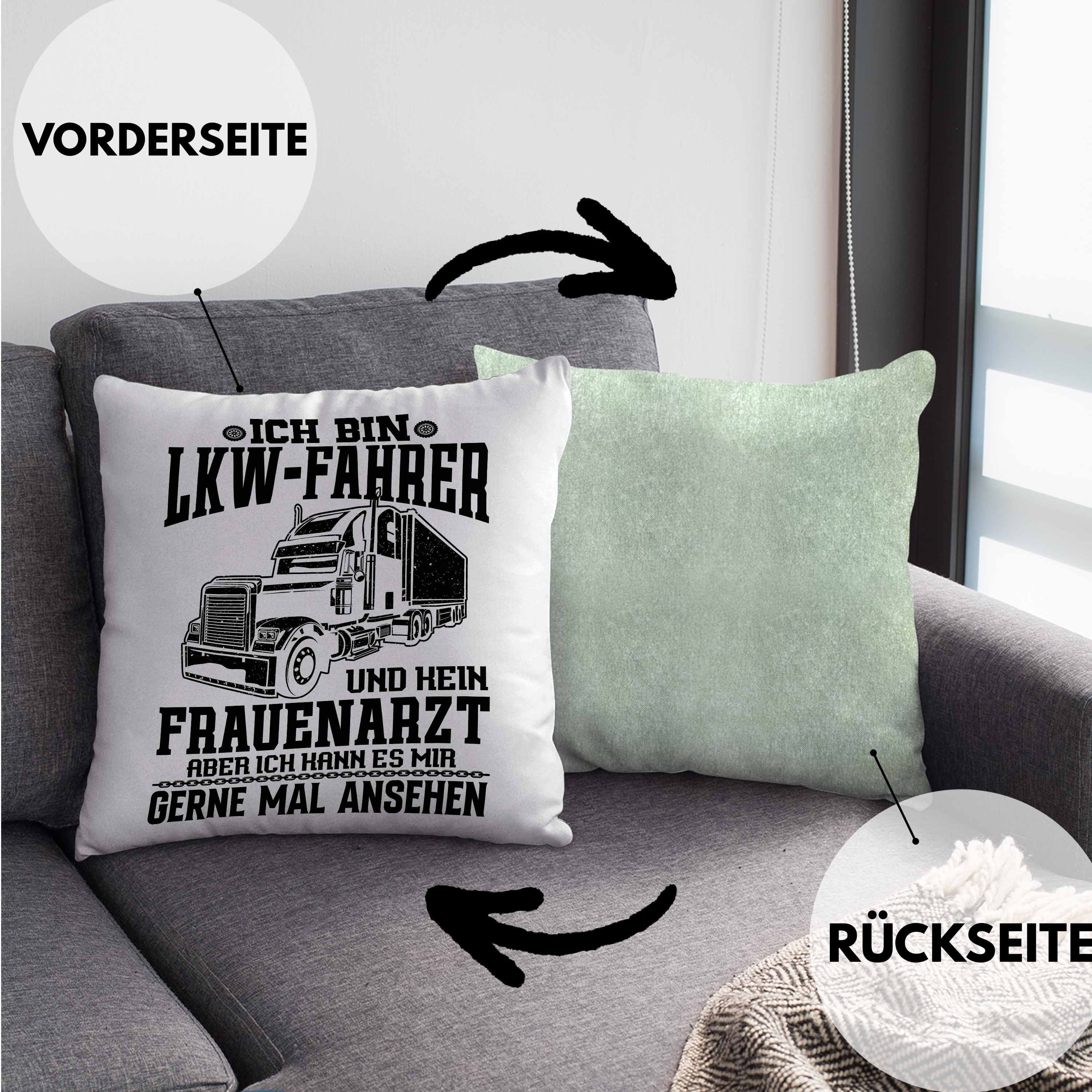 Trendation Dekokissen Trendation - LKW Füllung Fahrer 40x40 mit LKW Dekokissen Lustiger Kissen Männer Geschenk Geschenkidee Spruch Fahren für Grün