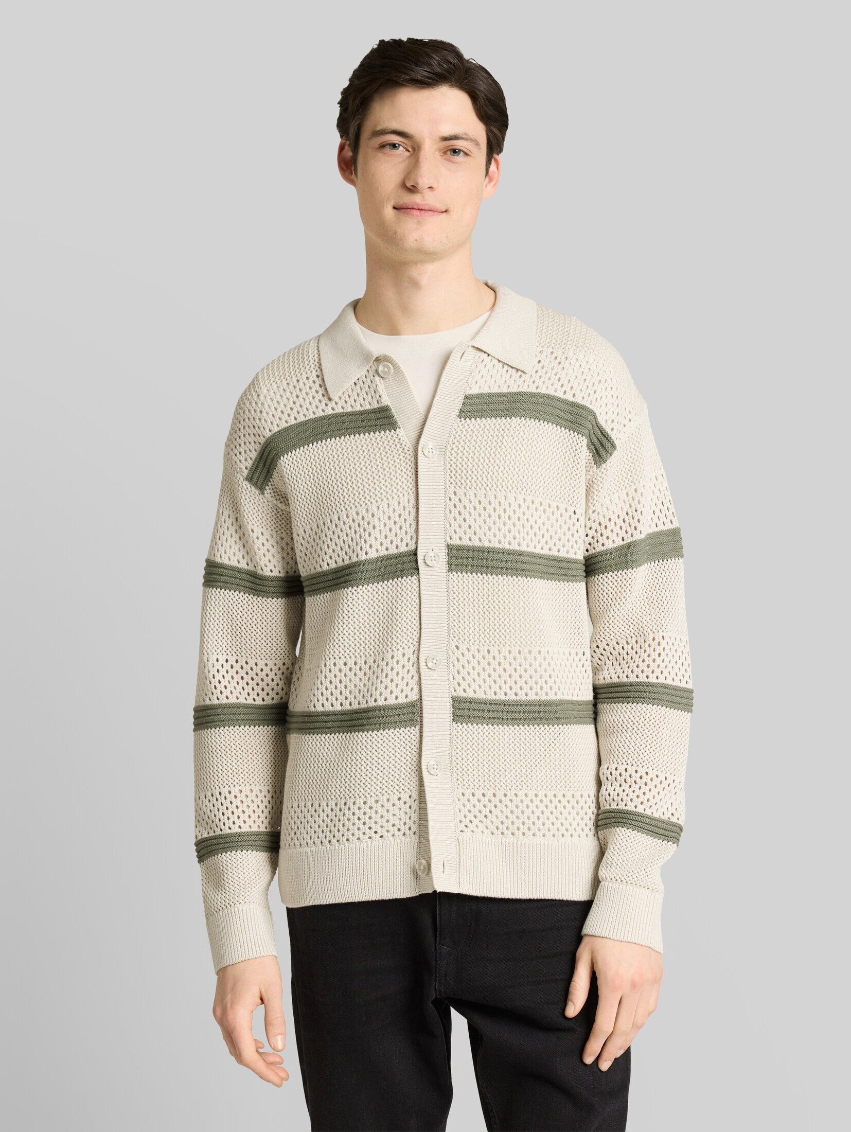 TOM TAILOR Denim Cardigan Pullover & Strickjacken Relaxed Fit Strickjacke mit Lochmuster