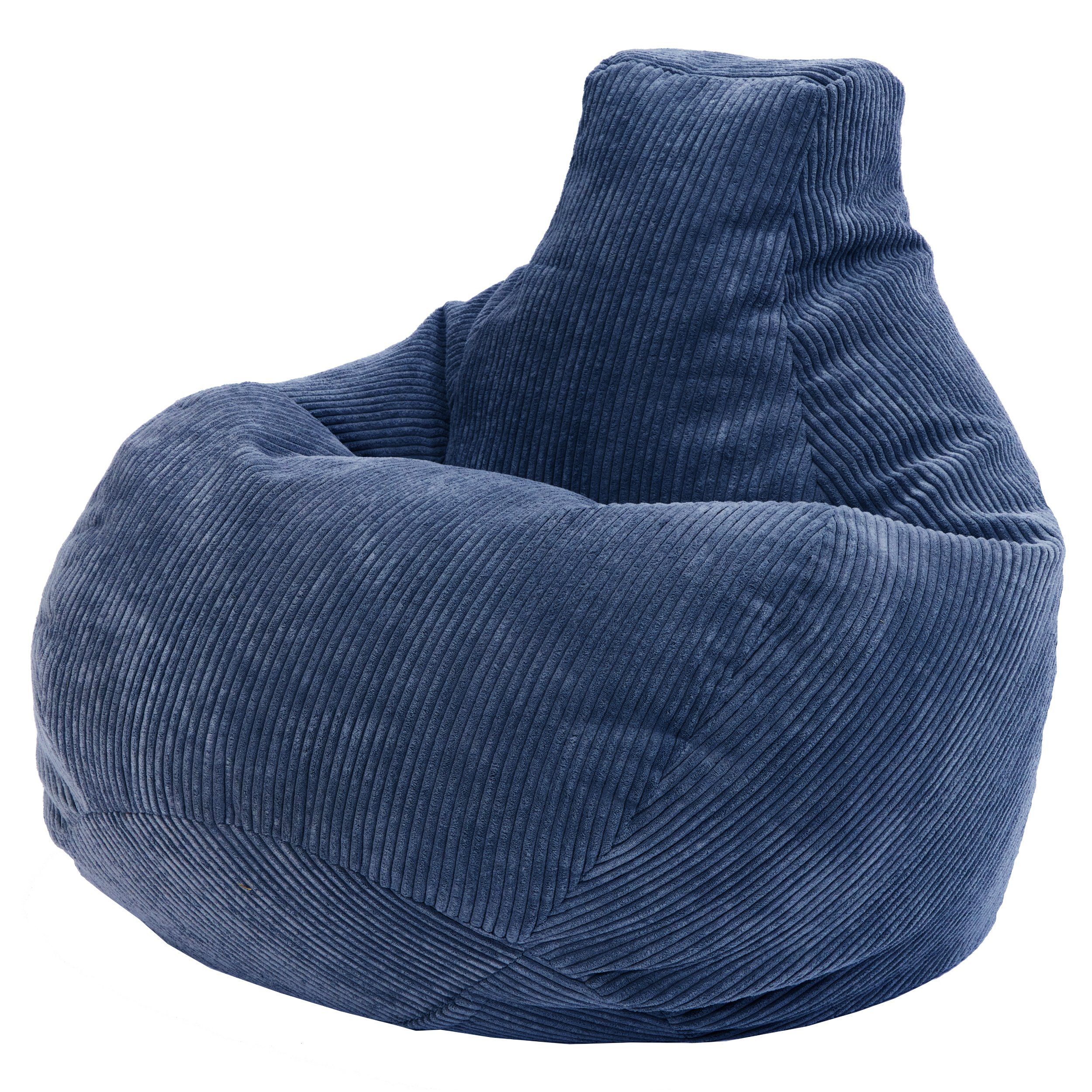 Sitzsack mit Rückenlehne 80x80x90cm und EPS Perlen Füllung