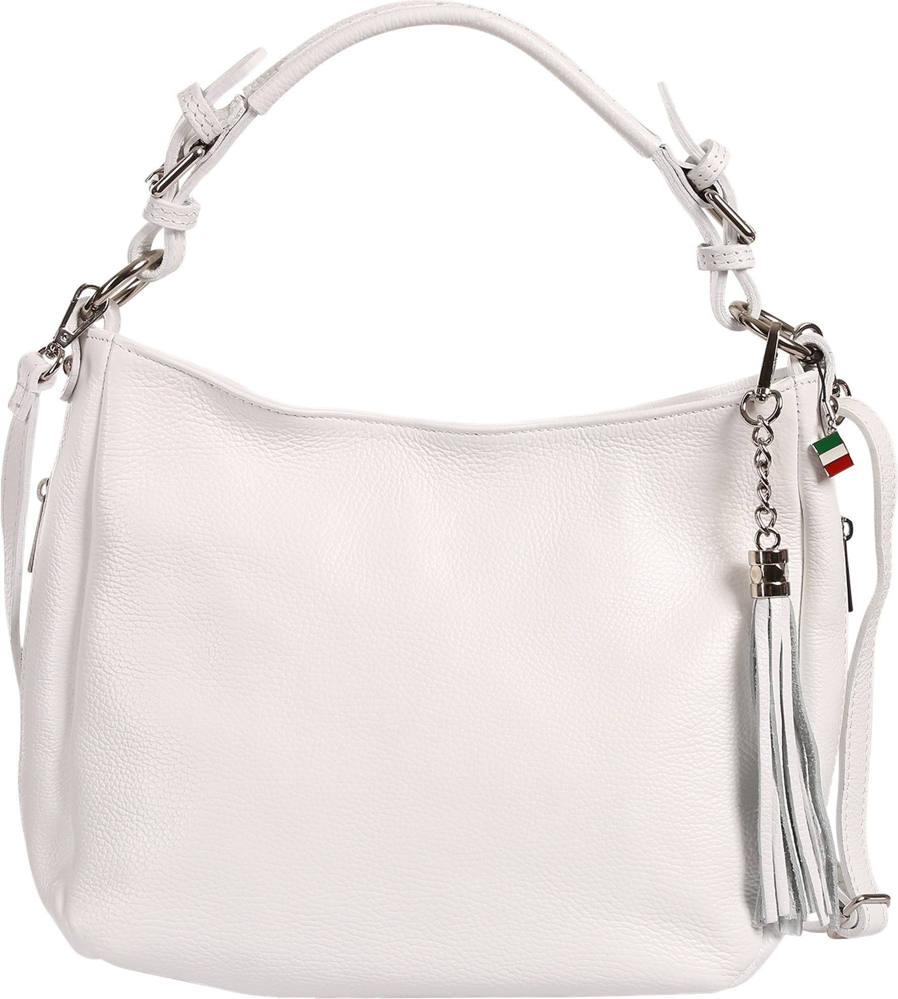 FLORENCE Schultertasche Florence Echtleder Hobo Bag Damen weiß (Schultertasche), Damen Schultertasche, Shopper Leder, weiß ca. 30cm