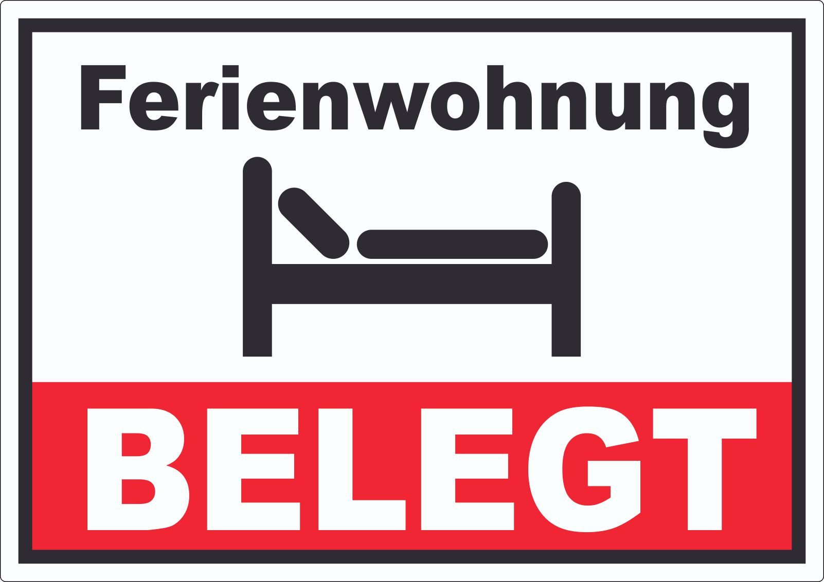 HB-Druck Aufkleber Ferienwohnung BELEGT Aufkleber, wetterfest, UV-beständig, kratzfest