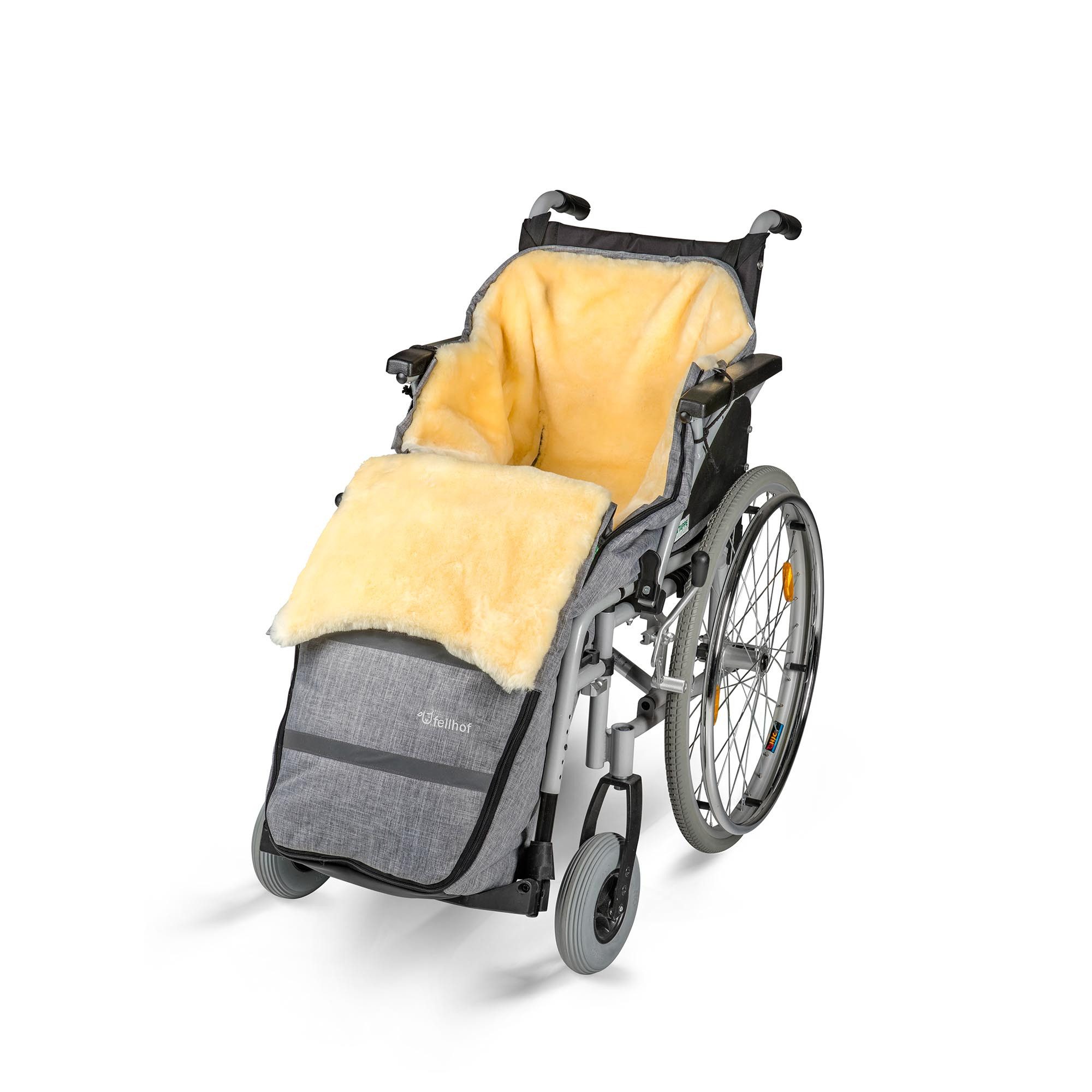 Fußsack Rollstuhl Lammfell Fusssack black-melange TOP