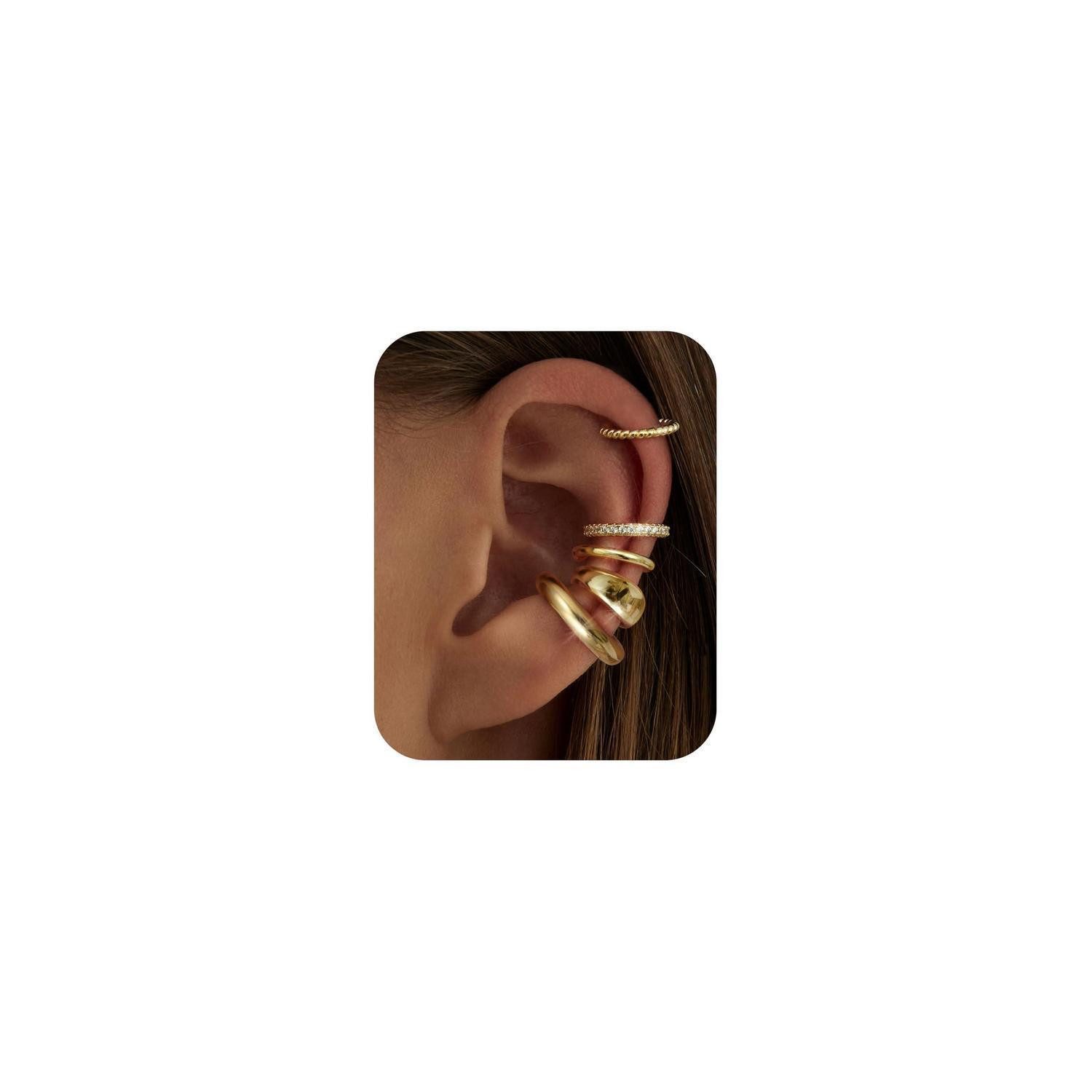 LuxusKollektion Ohrclip-Set Ohrclips Damen 5er Set Klobig Gold/Silber