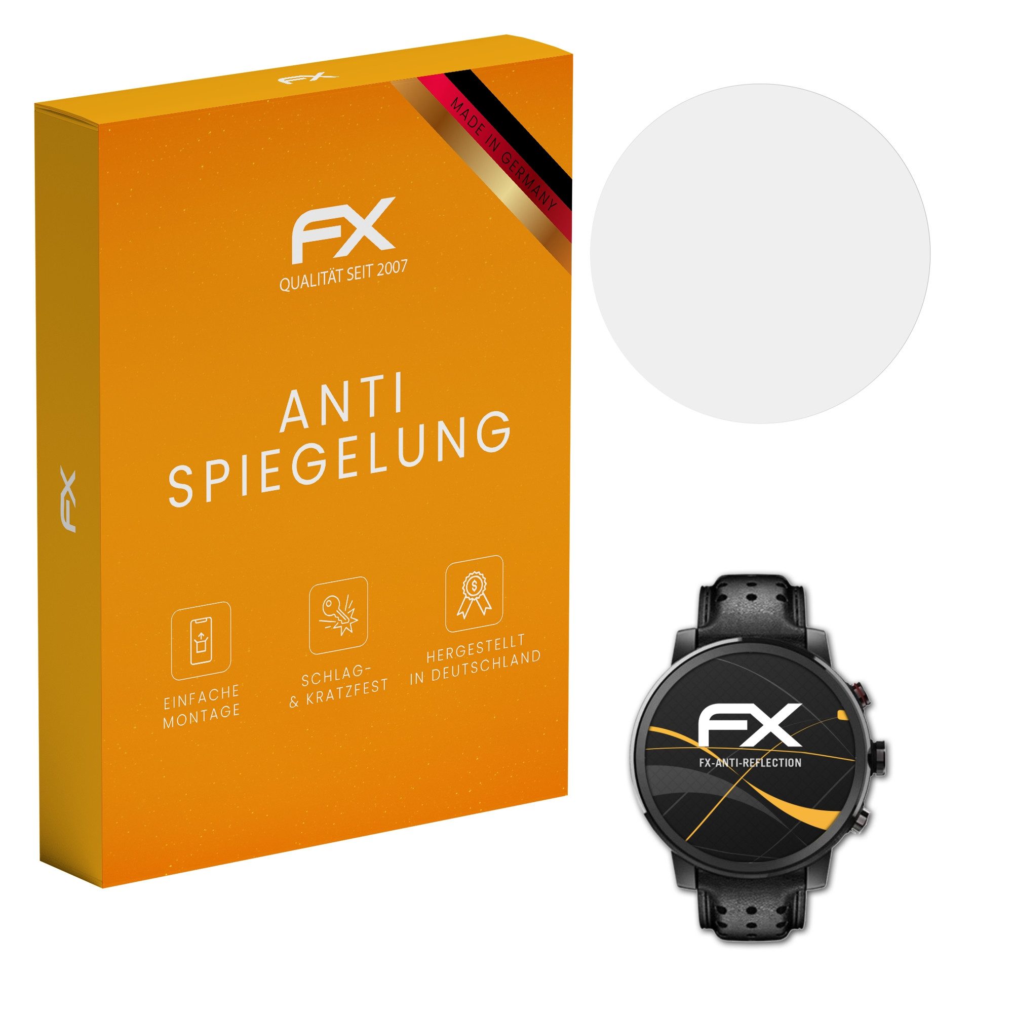 atFoliX Schutzfolie für Amazfit Stratos +, (3 Folien), Entspiegelnd und stoßdämpfend