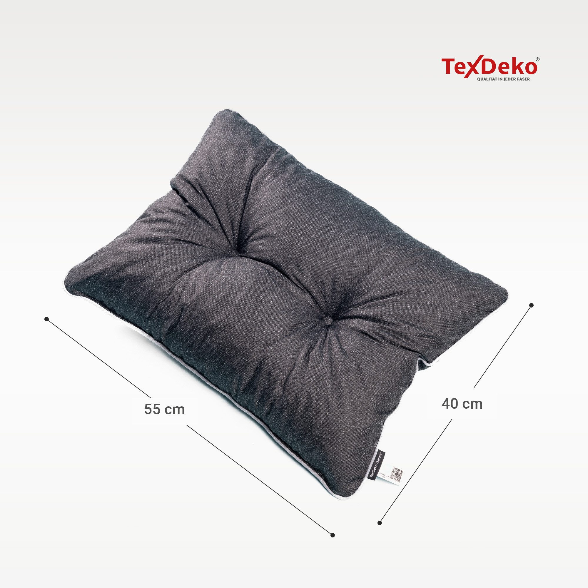 TexDeko Stuhlkissen Loungekissen 2-tlg. Set Gartenpolster für Rattanmöbel, UV-Beständig, Wasserabweisend mit Anti-Rutsch Boden