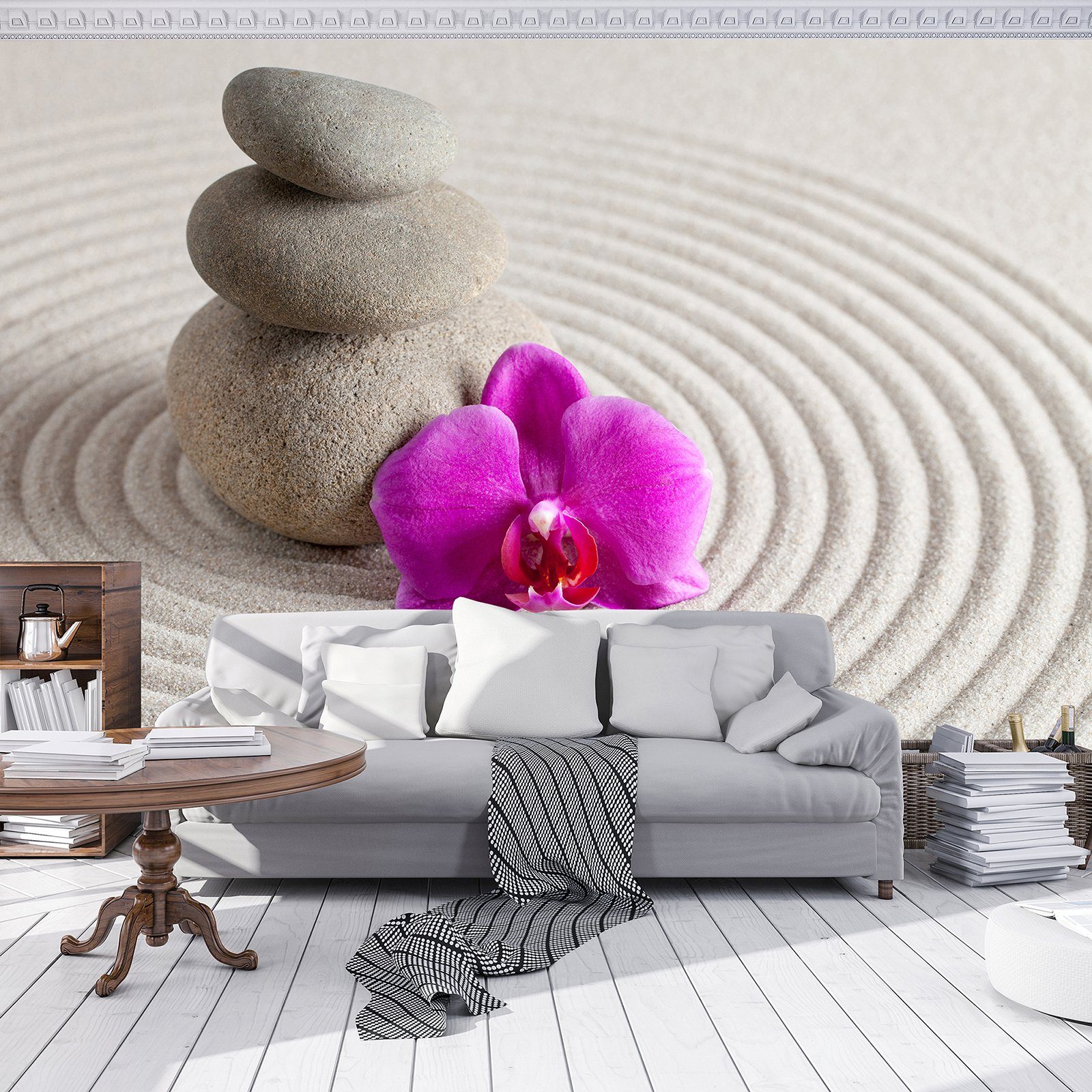 Wallarena Fototapete Blumen Stein Spa Tapete günstig online kaufen