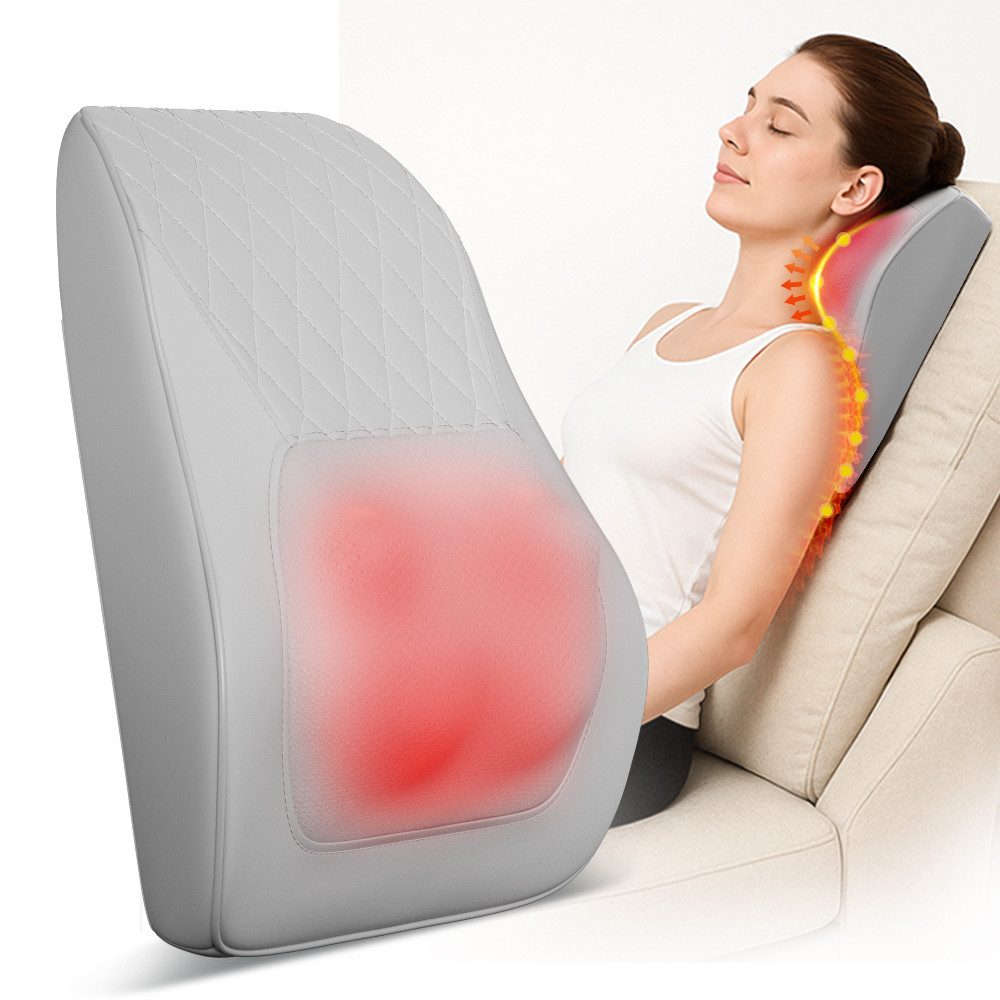 BBG Massagekissen 3D-Shiatsu-Massagekissen mit Wärmefunktion, 12 V, 24 W, Nacken- und Schultermassagegerät, elektrisches Rückenmassagekissen, für Zuhause, Büro und Auto