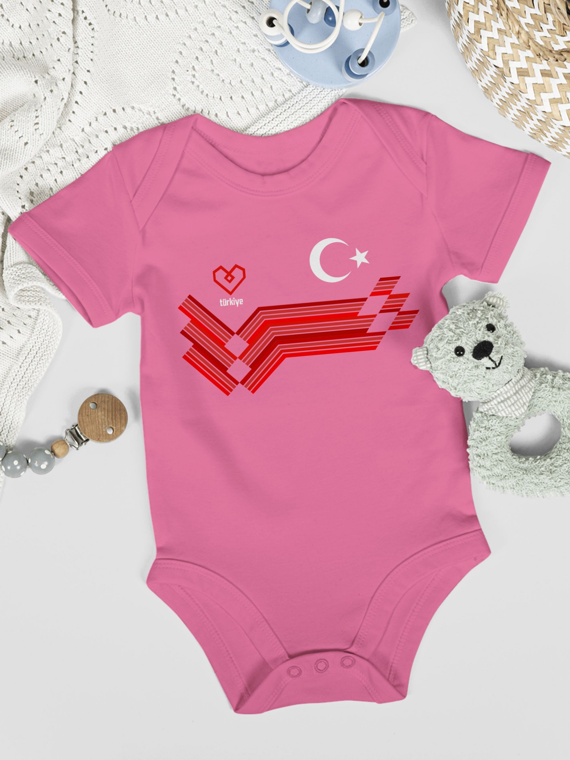 Shirtracer Shirtbody Türkiye Fanartikel EM, Türkei Wappen 2024 Fussball EM Fanartikel Baby