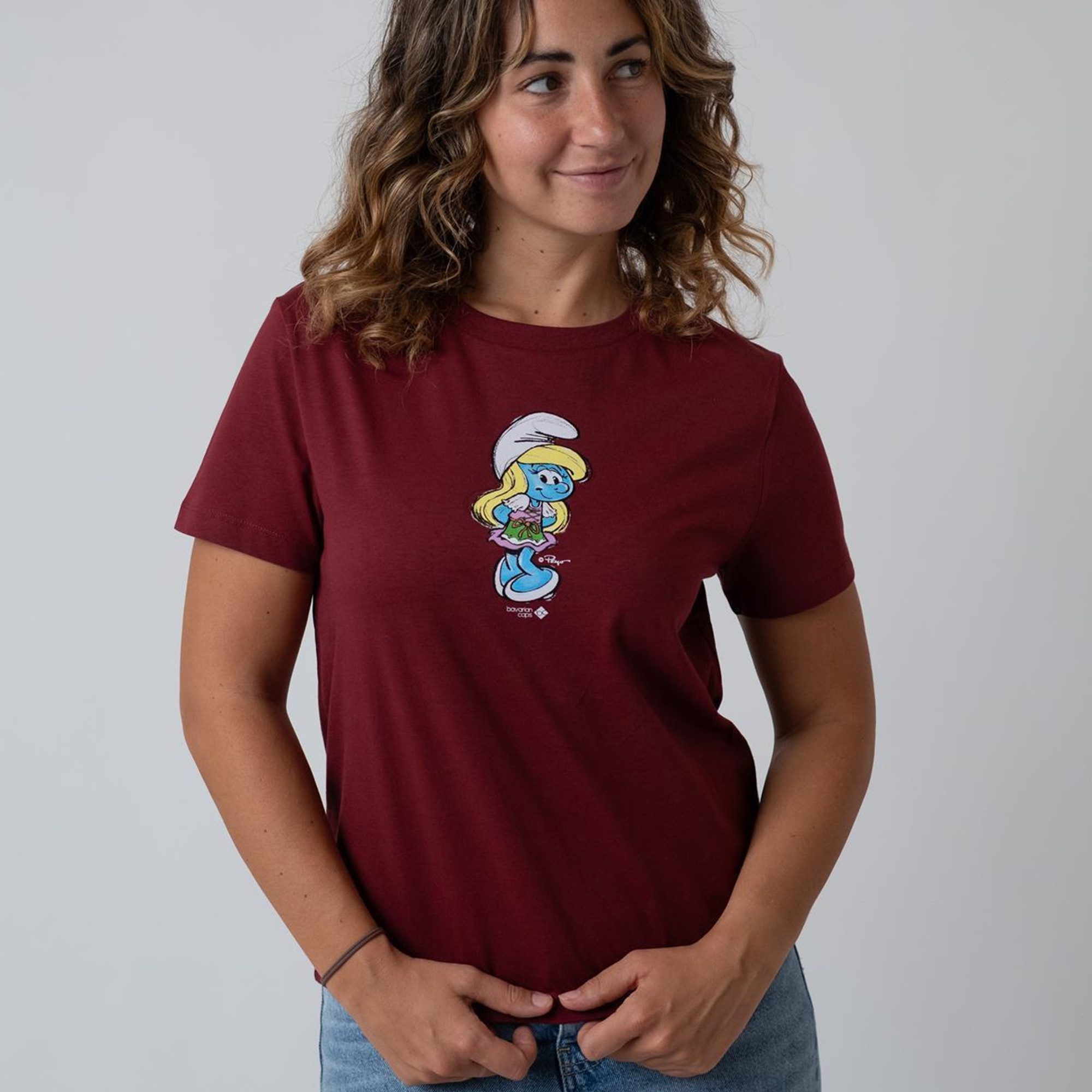 Bavarian Caps T-Shirt Bavarian Caps Damen T-Shirt "Schlumpfine" - dunkelrot (T-Shirt, T-Shirt)