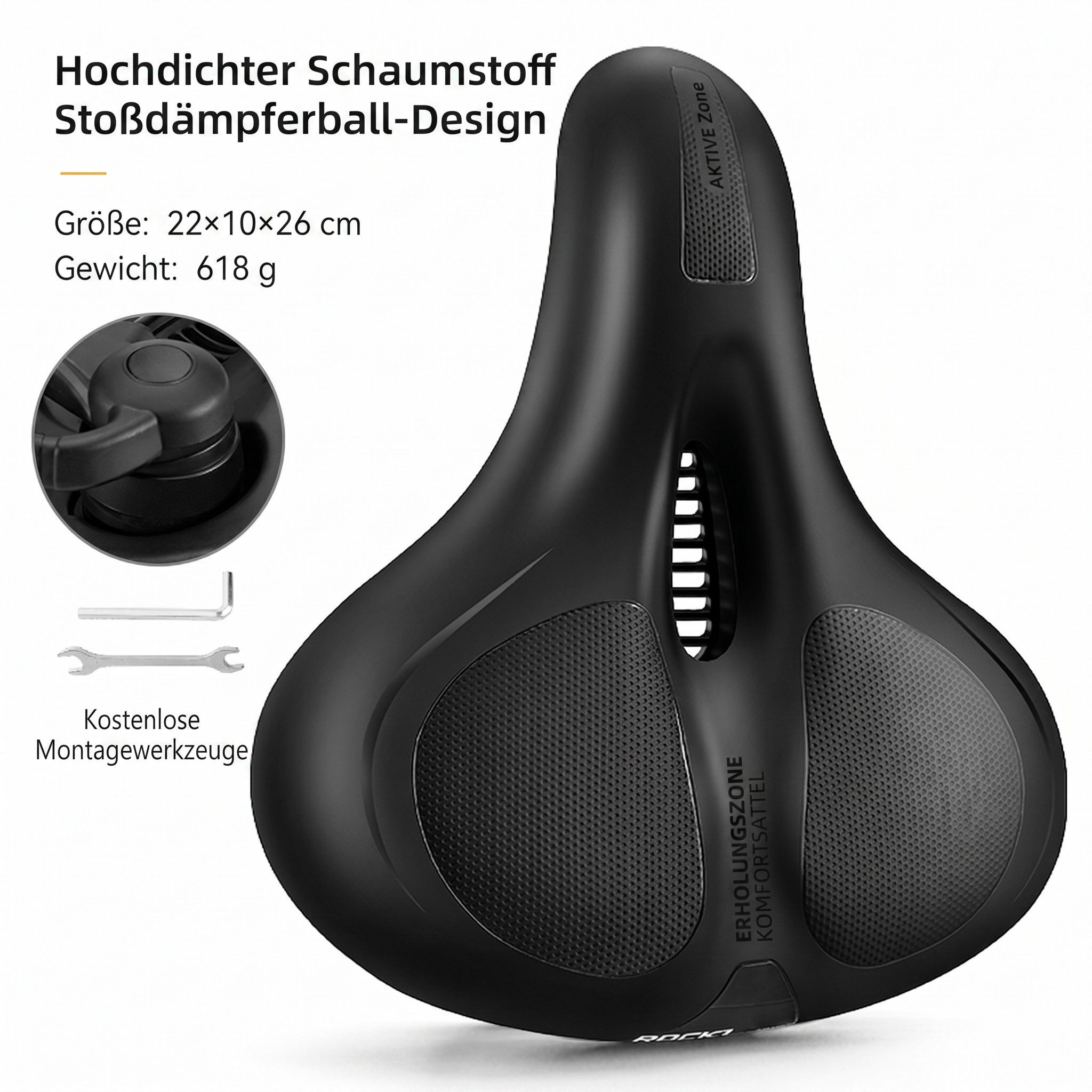 ROCKBROS Fahrradsattel Fahrradsattel,Komfort, wasserdicht & stoßdämpfend, Ergonomisches Design