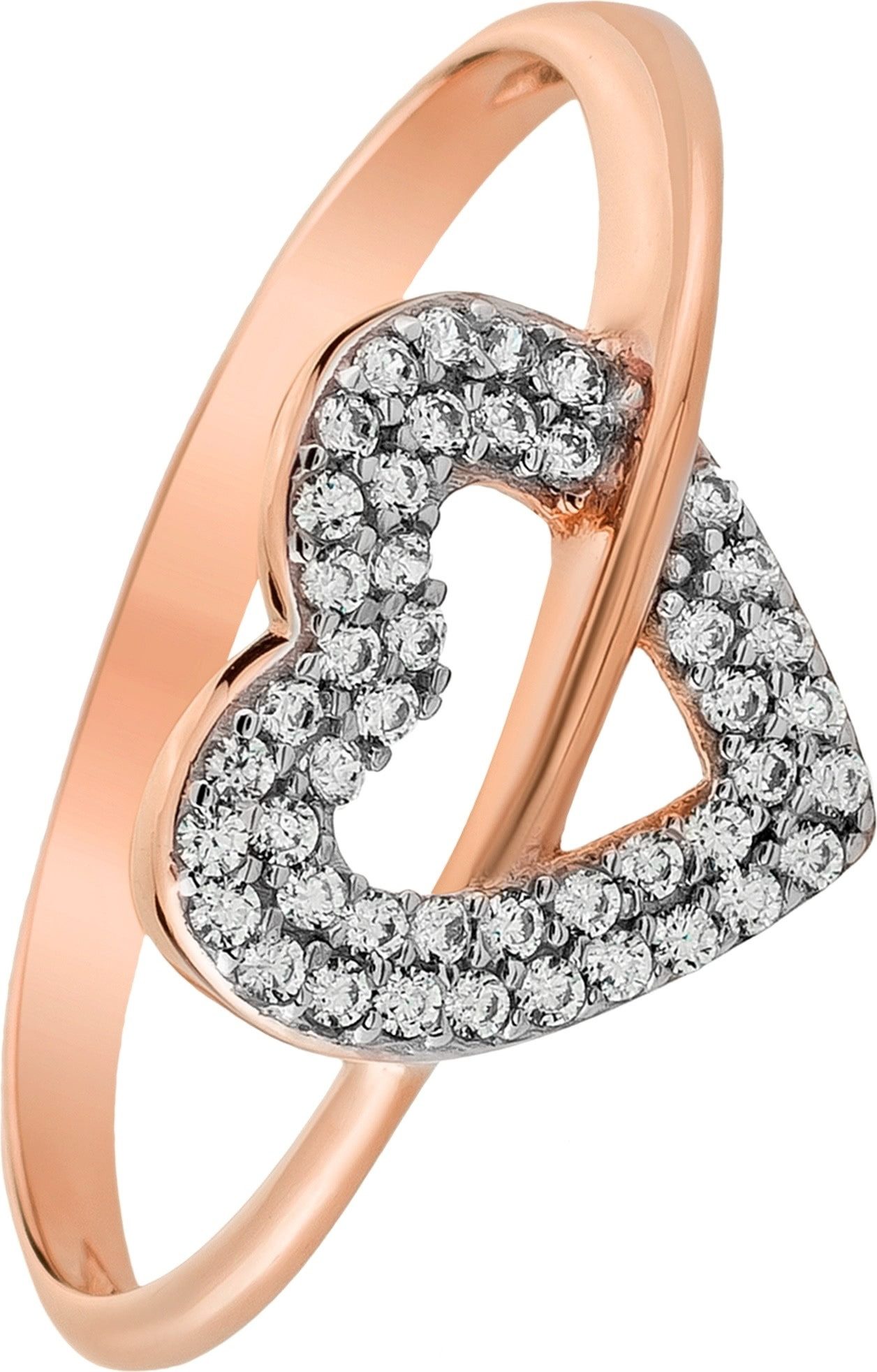 Balia Goldring Balia Damen Ring aus 333 Rosegold Herz (Fingerring), Damen Ring Herz, 60 (19,1), Gold 333, Farbe: weiß, rose
