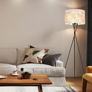etc-shop Stehlampe, Leuchtmittel nicht inklusive, Stehleuchte Standlampe Wohnzimmerleuchte Textil Blau Grau Metall