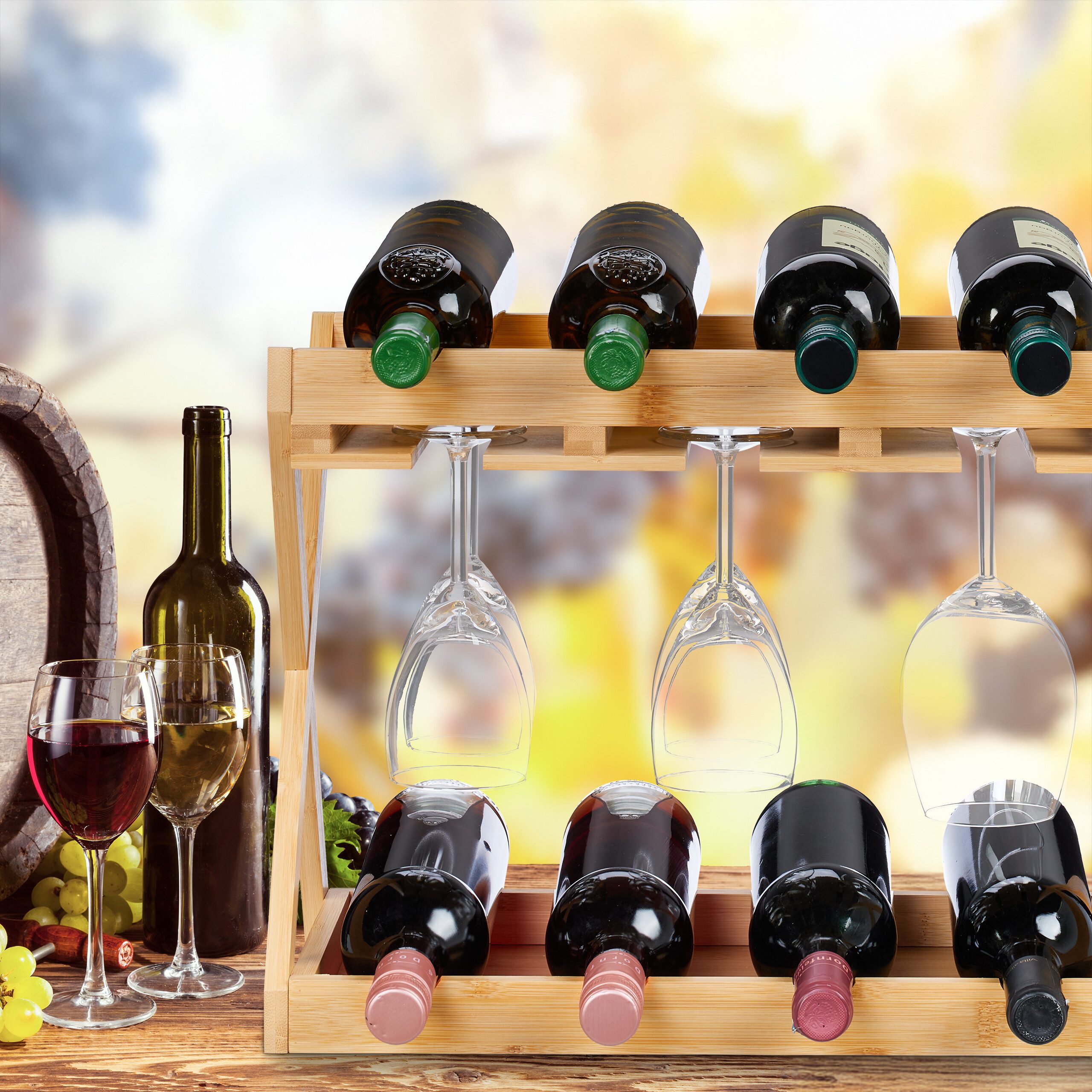 relaxdays Weinregal mit Glashalt günstig online kaufen