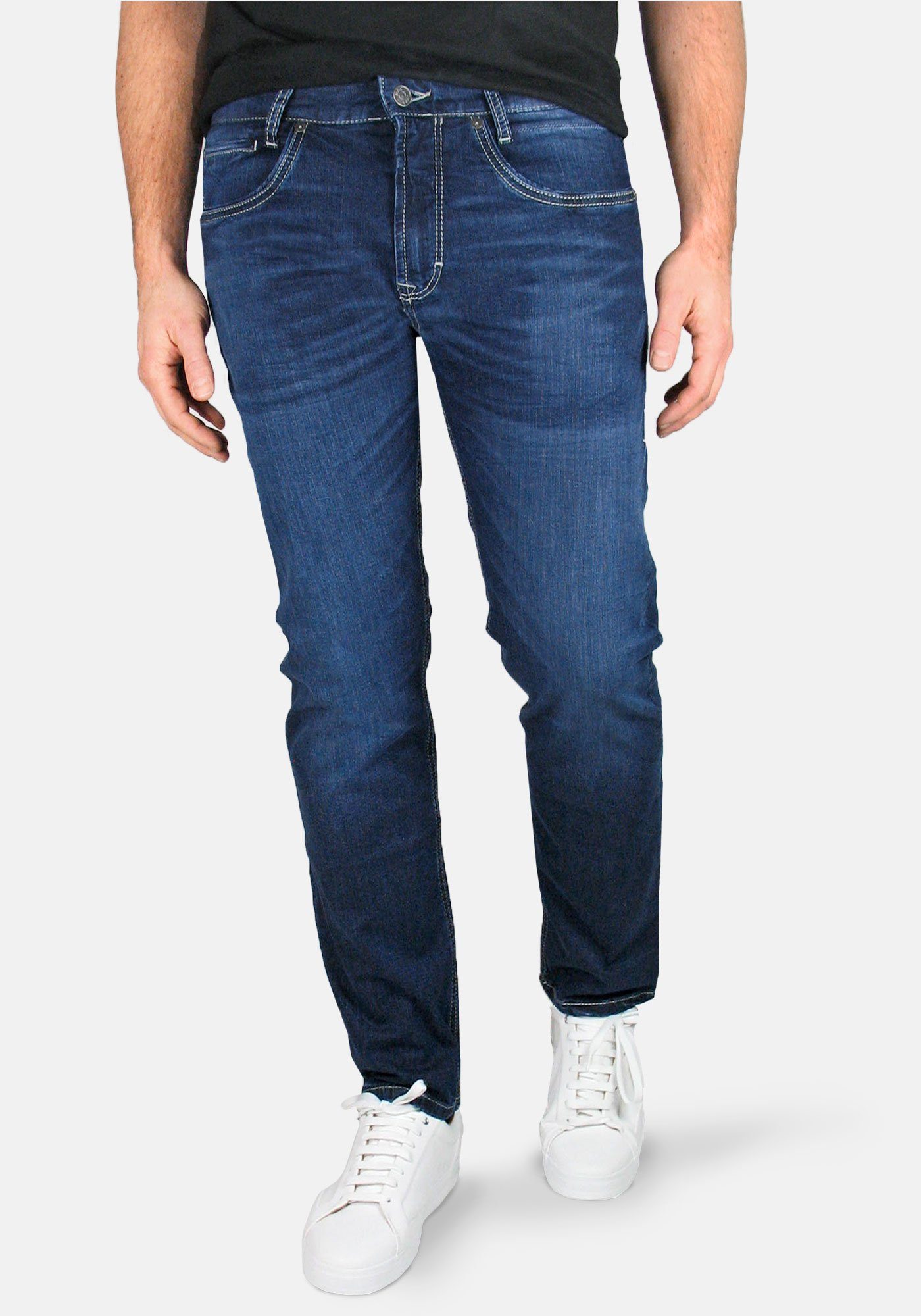 MAC 5-Pocket-Jeans Pipe Arne H680 Light Stretch Deep Blue Authentic Summer Wash Weight Denim