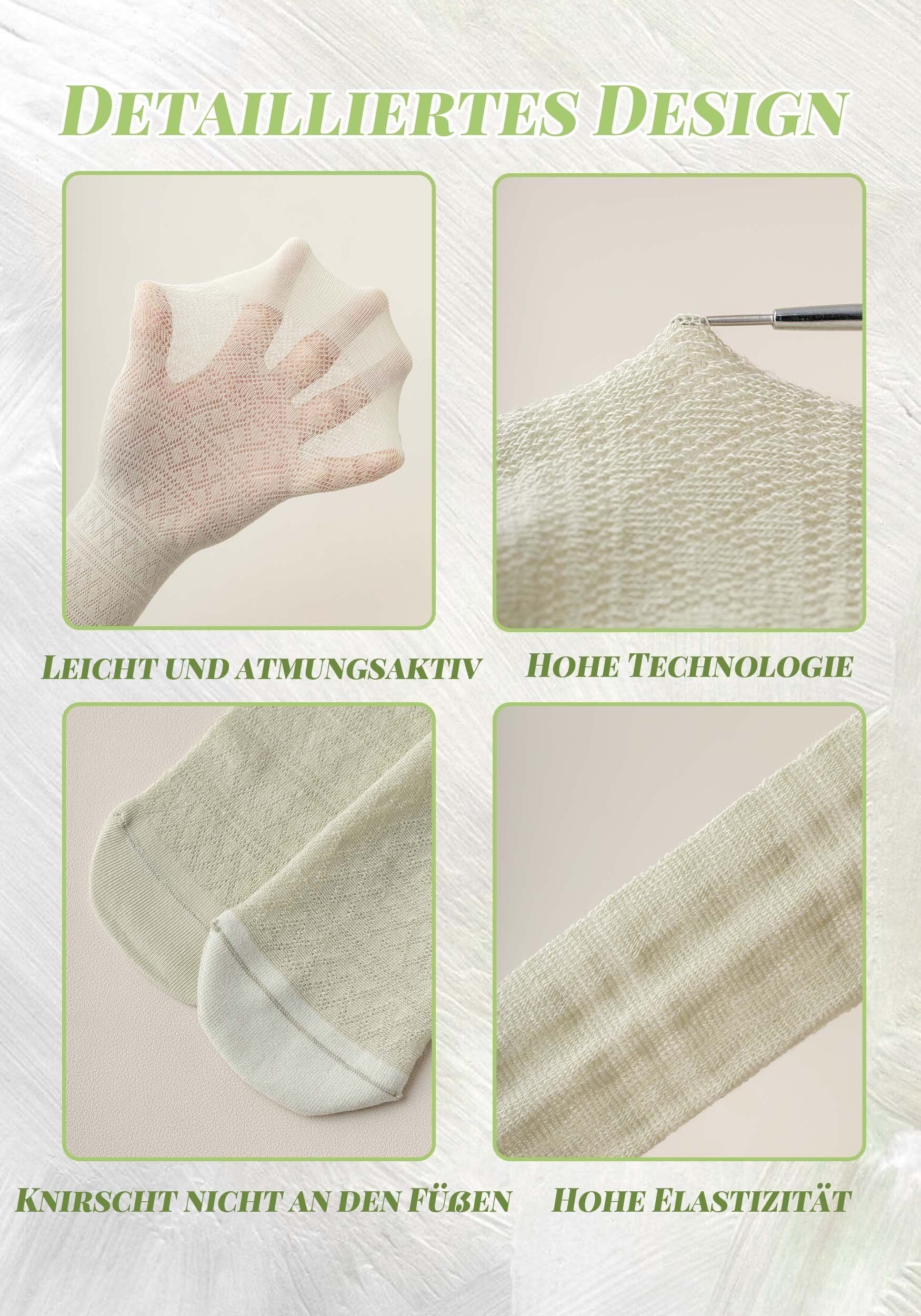 Niedlich Damen 5er Khaki Netzsocken Pack Dünn (5-Paar) Transparent Socken für Mesh MAGICSHE Ultra