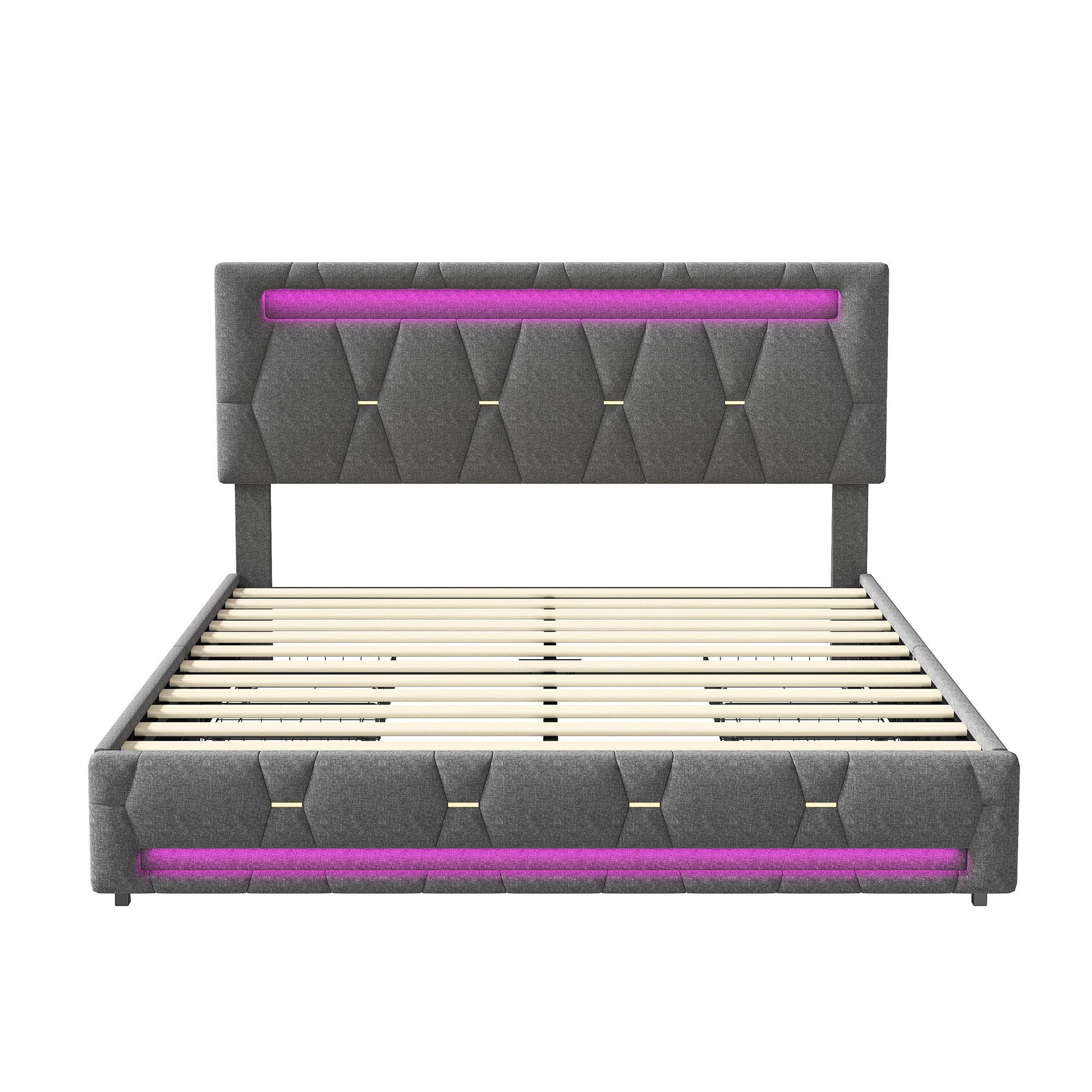 Furnishings Home Polsterbett Stauraumbett Doppelbett (Mit LED Beleuchtung, günstig online kaufen