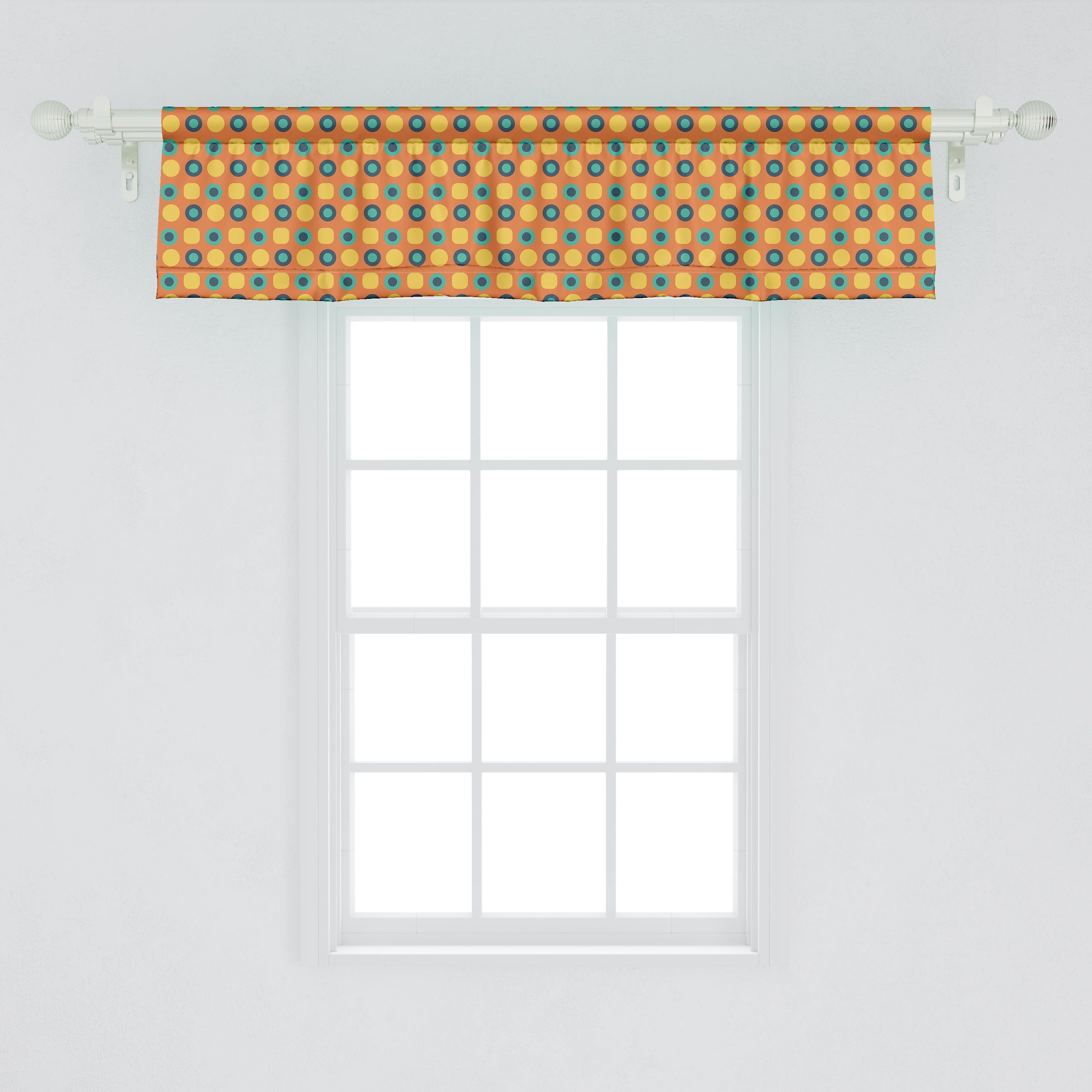 Scheibengardine Vorhang Abakuhaus, Stangentasche, Küche Dekor für Schlafzimmer mit Retro-Art-Rund Volant Abstrakt Microfaser