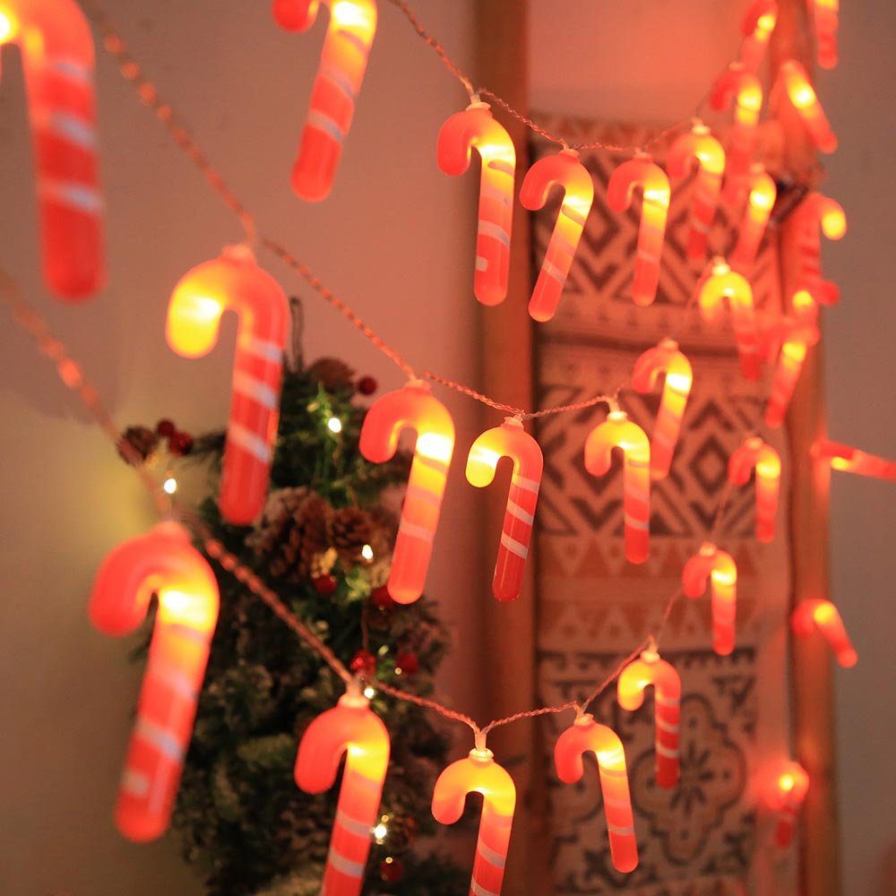 Weihnachtsbaum für Rosnek Schlafzimmer Deko, batterie, 1.5M, LED-Lichterkette Zuckerstange/Stern/Schneemann/Weihnachtsmann Weihnachtsmotiv,