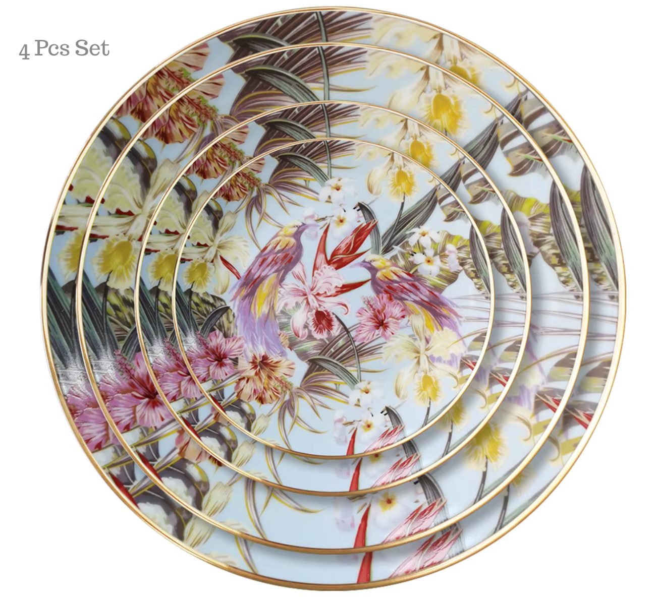 Quality Elegance Speiseteller Rainforest Luxury Elegantes 4-teiliges Bone China Set, (4 St)
