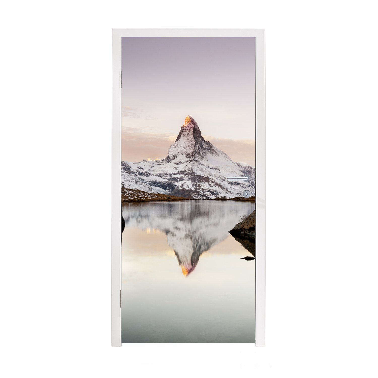 MuchoWow Türtapete Blick vom Stellisee auf das Matterhorn in der Schweiz, Matt, bedruckt, (1 St), Fototapete für Tür, Türaufkleber, 75x205 cm | Türtapeten
