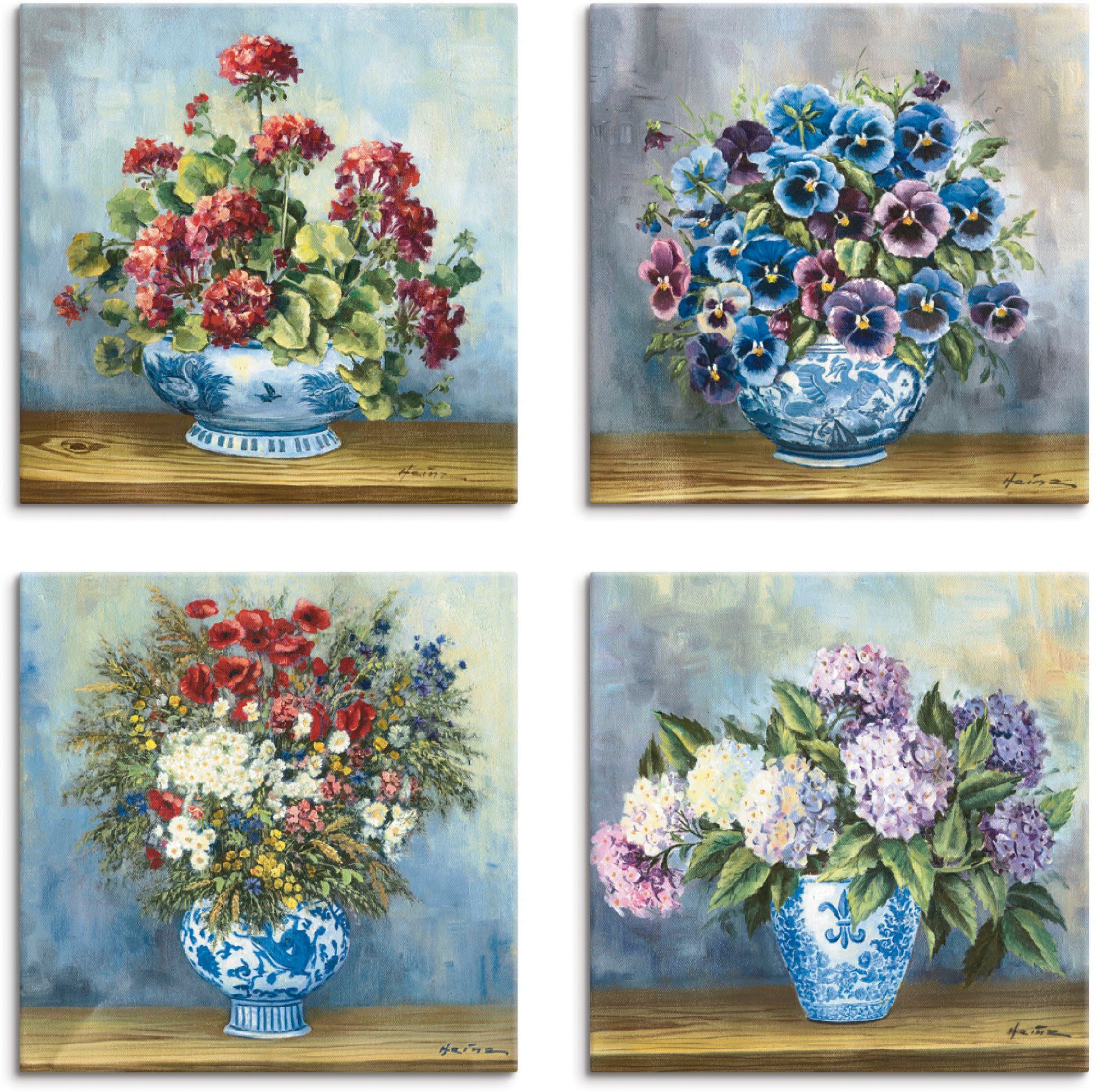 Artland Leinwandbild Blumen Bouqets, Blumen (4 St), 4er Set, verschiedene  Größen | Poster