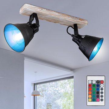 etc-shop LED Deckenspot, Leuchtmittel inklusive, Warmweiß, Farbwechsel, Decken Lampe Ess Zimmer Holz Spot Balken verstellbar