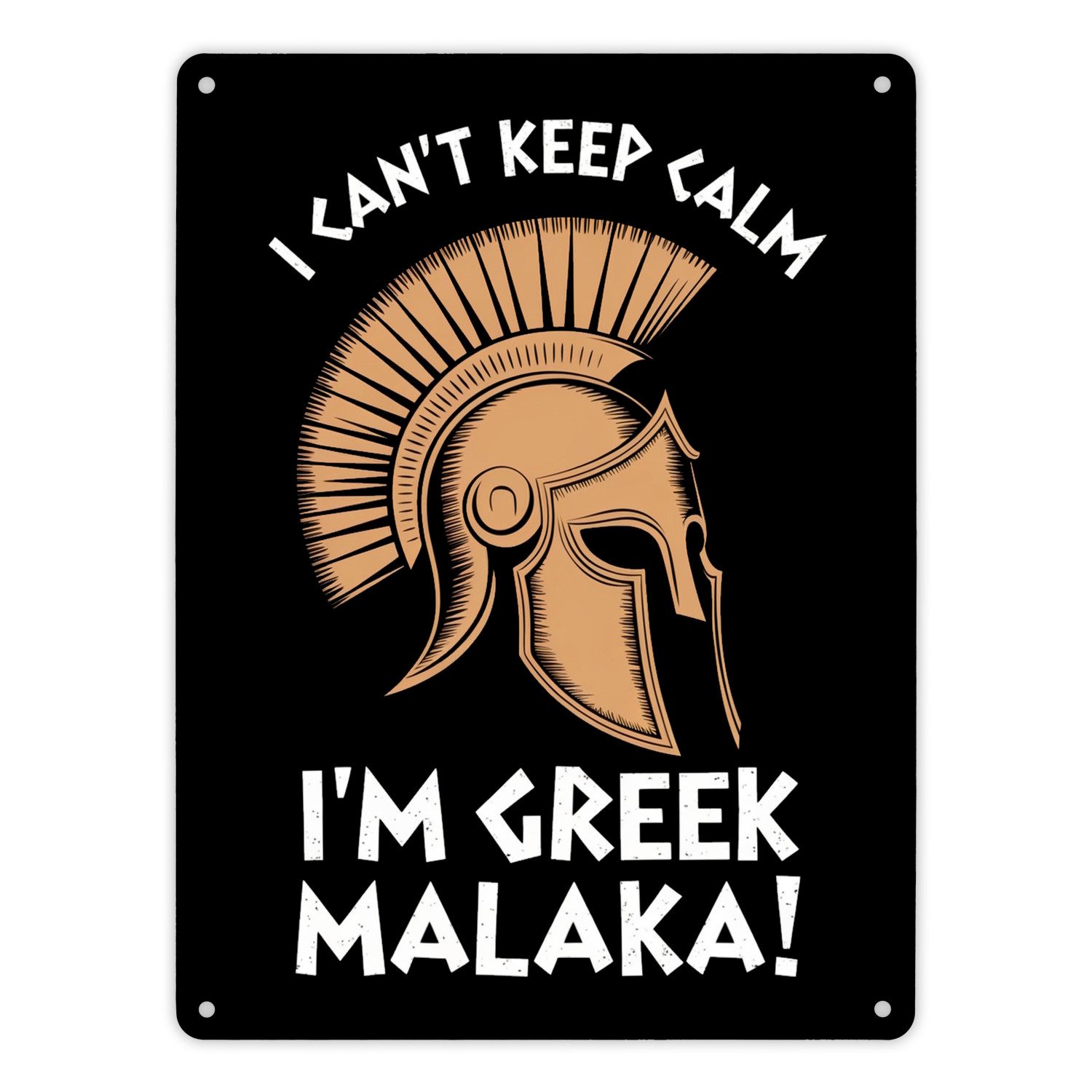 speecheese Metallschild Griechischer Helm Metallschild XL in 21x28 cm I can't keep calm
