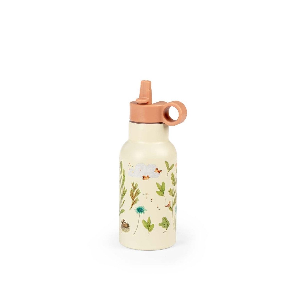 Moulin Roty Trinkflasche Kinder-Wasserflasche 350 ml, Edelstahl & Trinkhalm, ab 3 Jahren