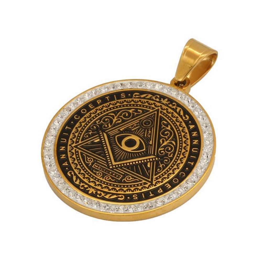 BUNGSA Кулон Set Кулон Freimaurer Illuminati gold aus Edelstahl Unisex (1-tlg), Pendant Halsketten
